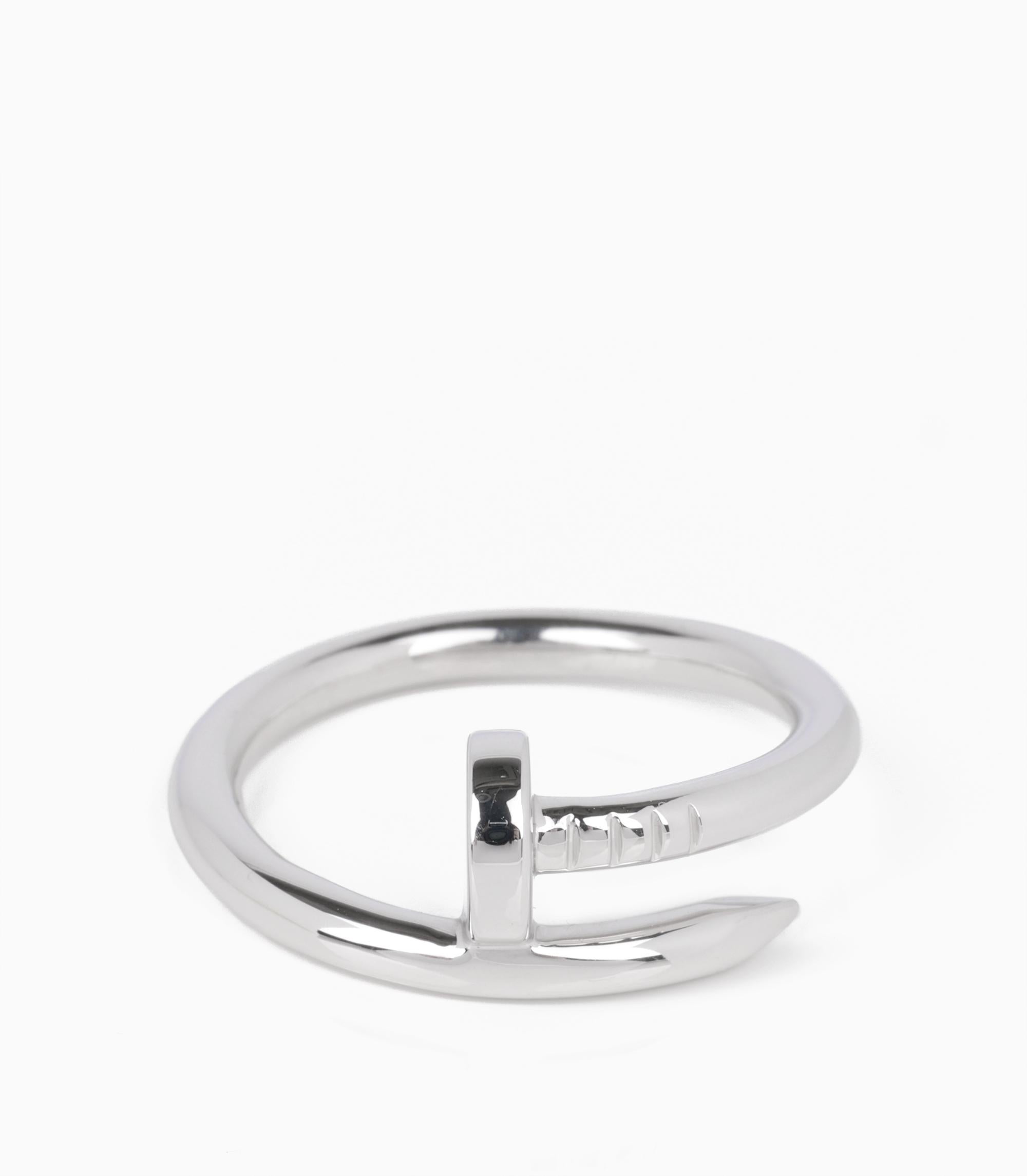 Marke Cartier
Modell Juste un Clou Ring
Produkttyp Ring
Seriennummer GHQ877
Alter ca. 2020
Begleitet von Cartier Box, Zertifikat, Quittung
MATERIAL(e) 18ct Weißgold
UK Ring Größe V
EU-Ring Größe 64
US Ring Größe 10 3/4
Größenänderung möglich