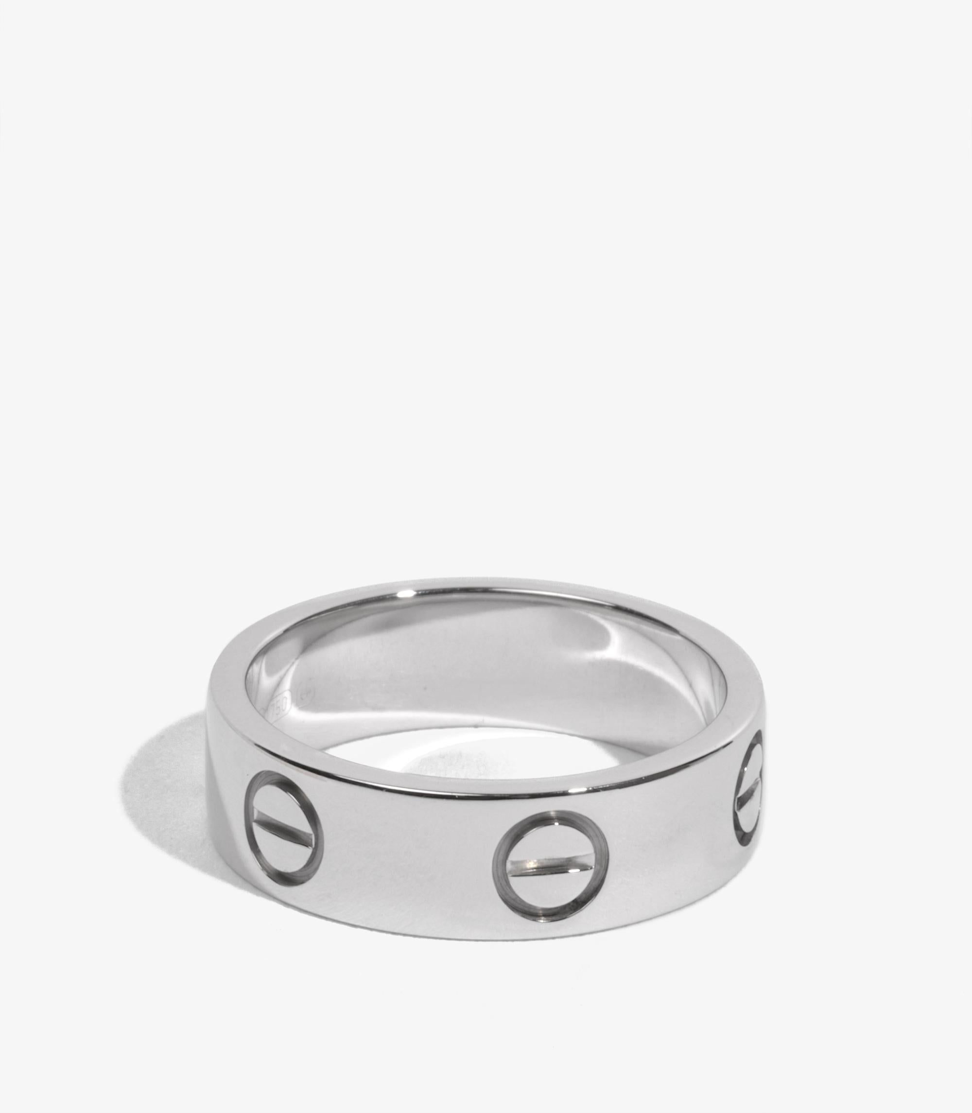 Cartier 18ct White Gold Love Band Ring In Excellent Condition For Sale In Bishop's Stortford, Hertfordshire