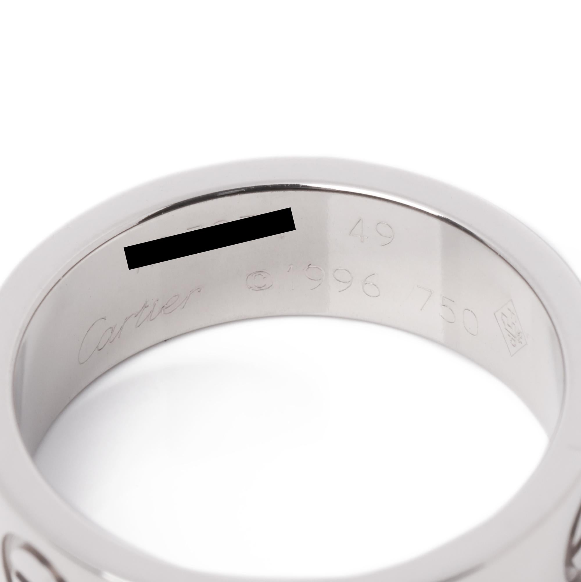 Contemporaneo Anello Love Band Cartier in oro bianco 18 ct in vendita