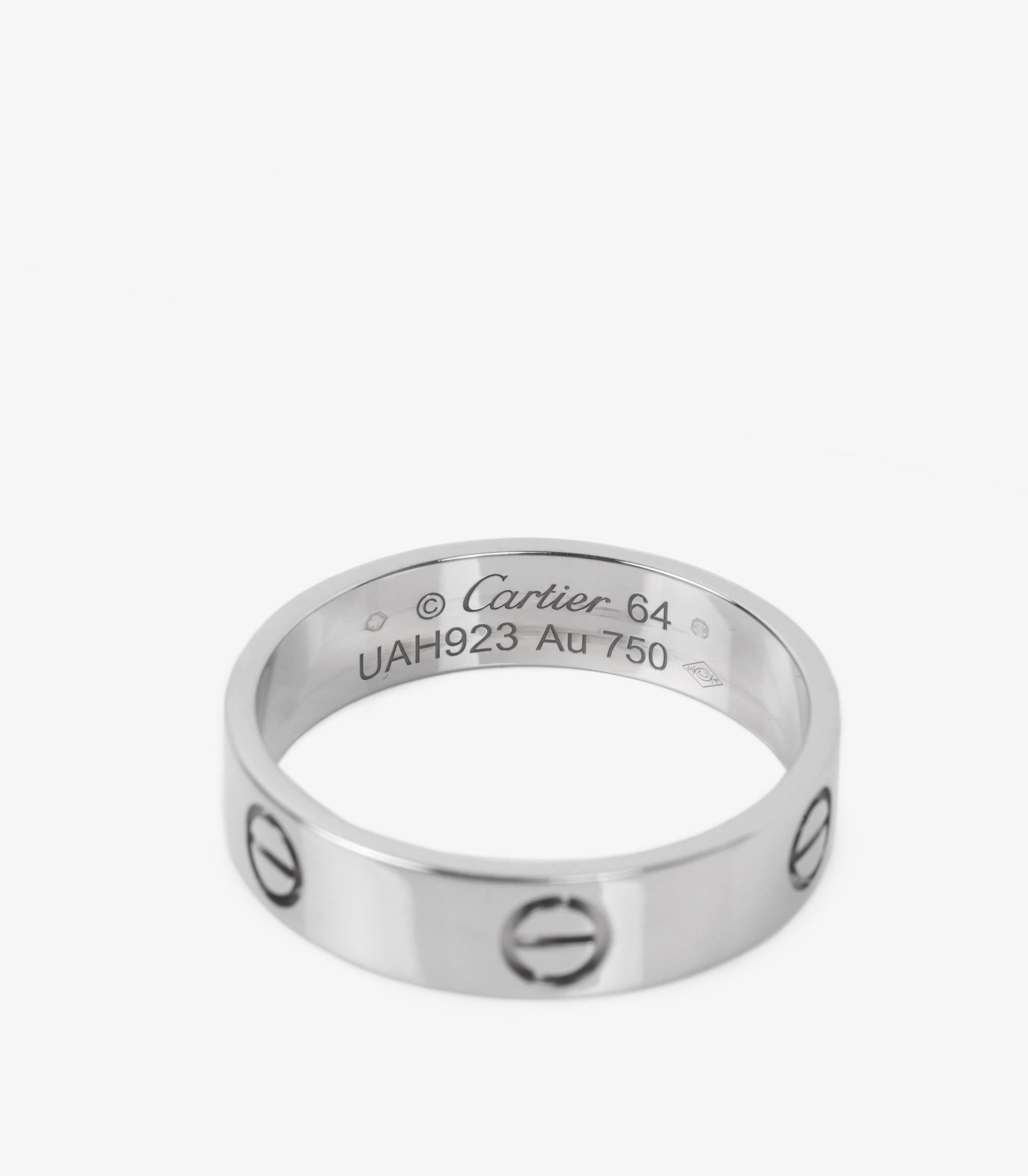 Cartier Bague jonc d'amour en or blanc 18 carats Excellent état à Bishop's Stortford, Hertfordshire