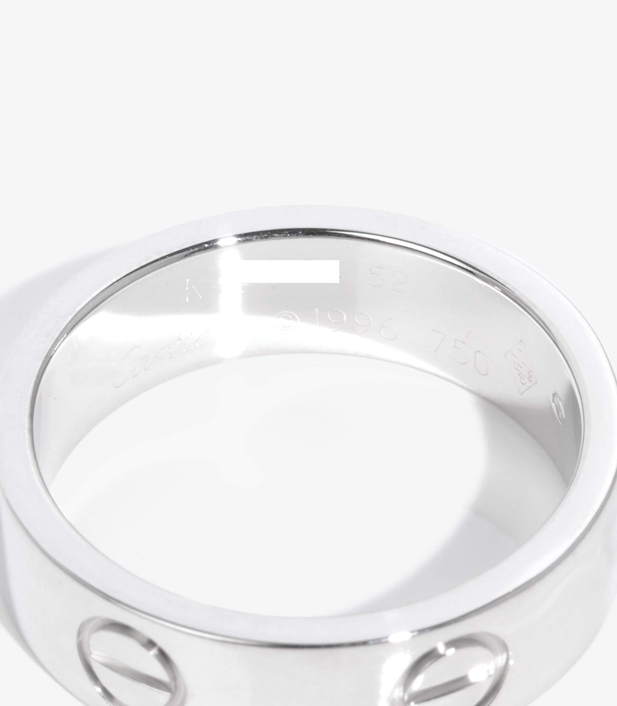 Women's or Men's Cartier 18ct White Gold Love Band Ring For Sale