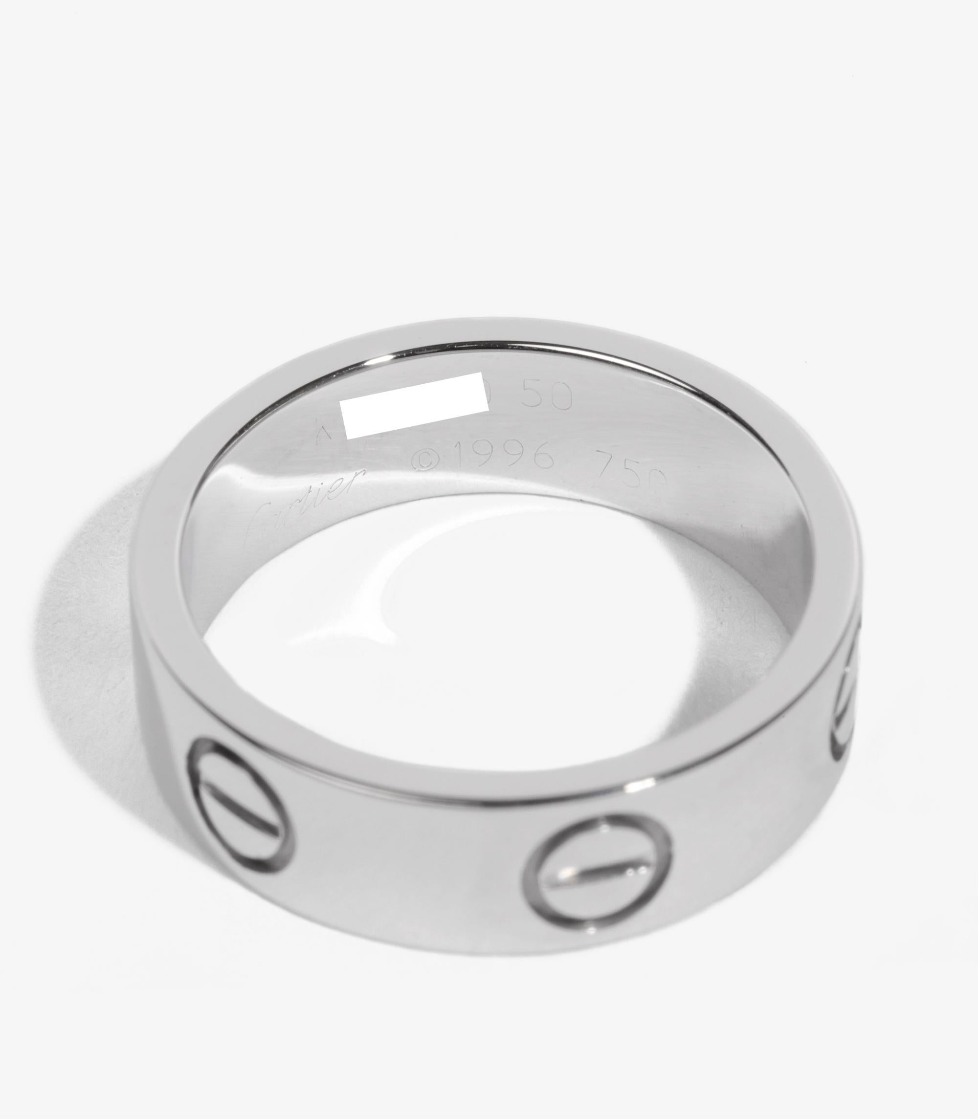 Women's or Men's Cartier 18ct White Gold Love Band Ring For Sale