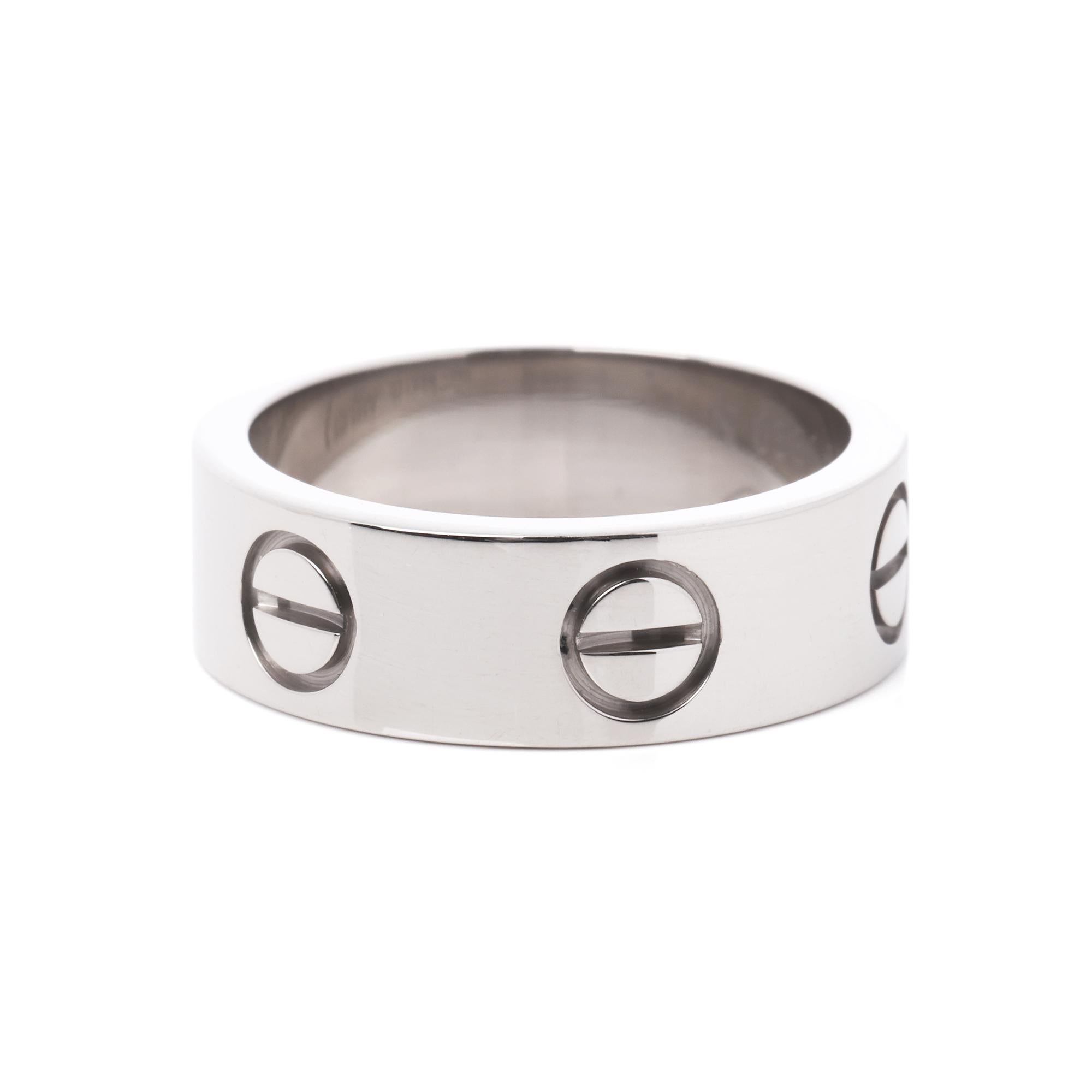 Anello Love Band Cartier in oro bianco 18 ct In condizioni ottime in vendita a Bishop's Stortford, Hertfordshire