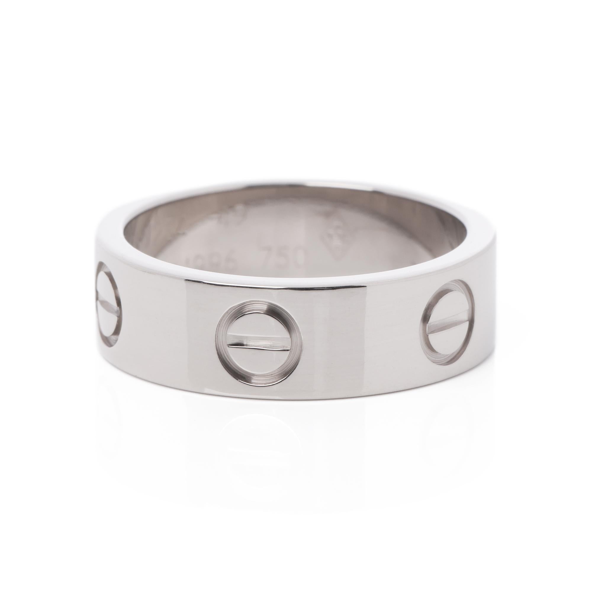 Anello Love Band Cartier in oro bianco 18 ct In condizioni ottime in vendita a Bishop's Stortford, Hertfordshire