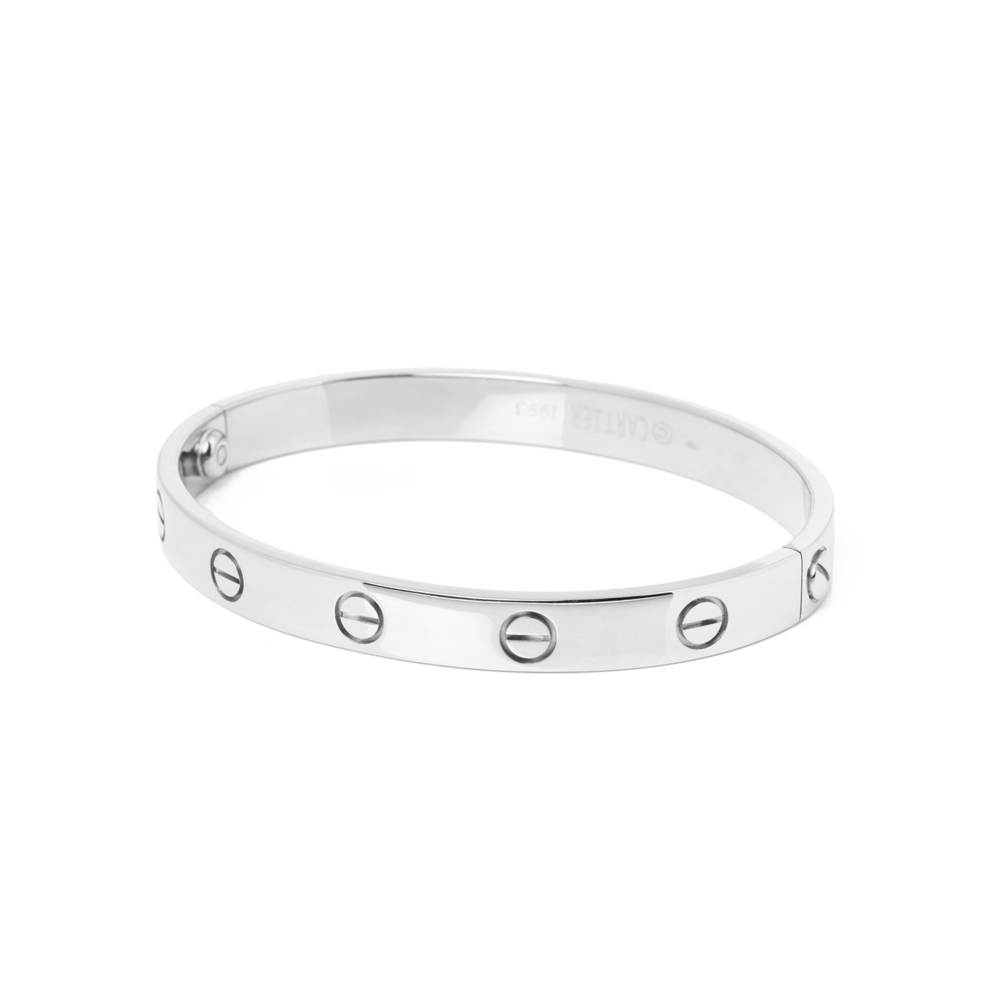 Cartier 18ct White Gold Love Bangle 16CM Unisexe en vente