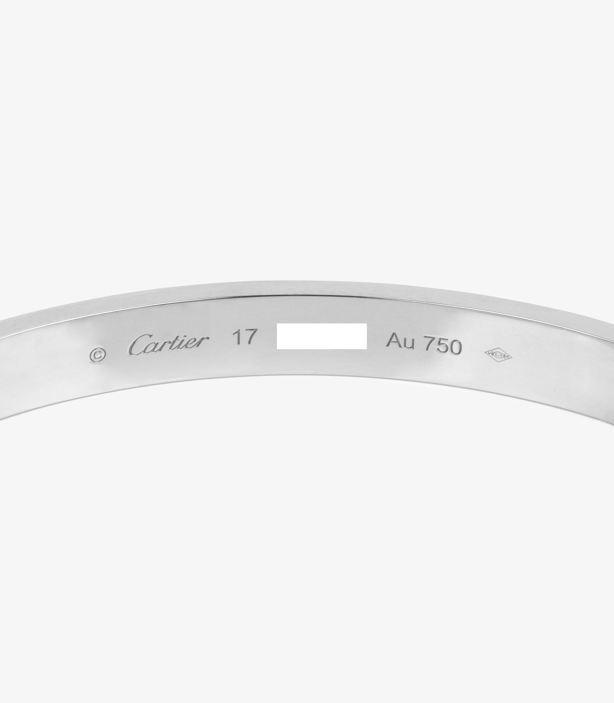 Cartier 18ct Oro Blanco Brazalete Amor 17CM en venta 1