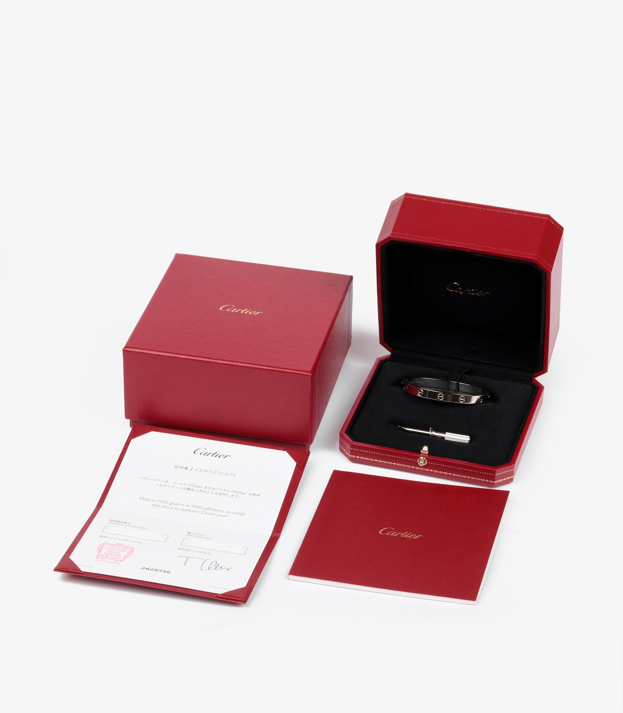 Cartier 18ct Oro Blanco Brazalete Amor 17CM en venta 2