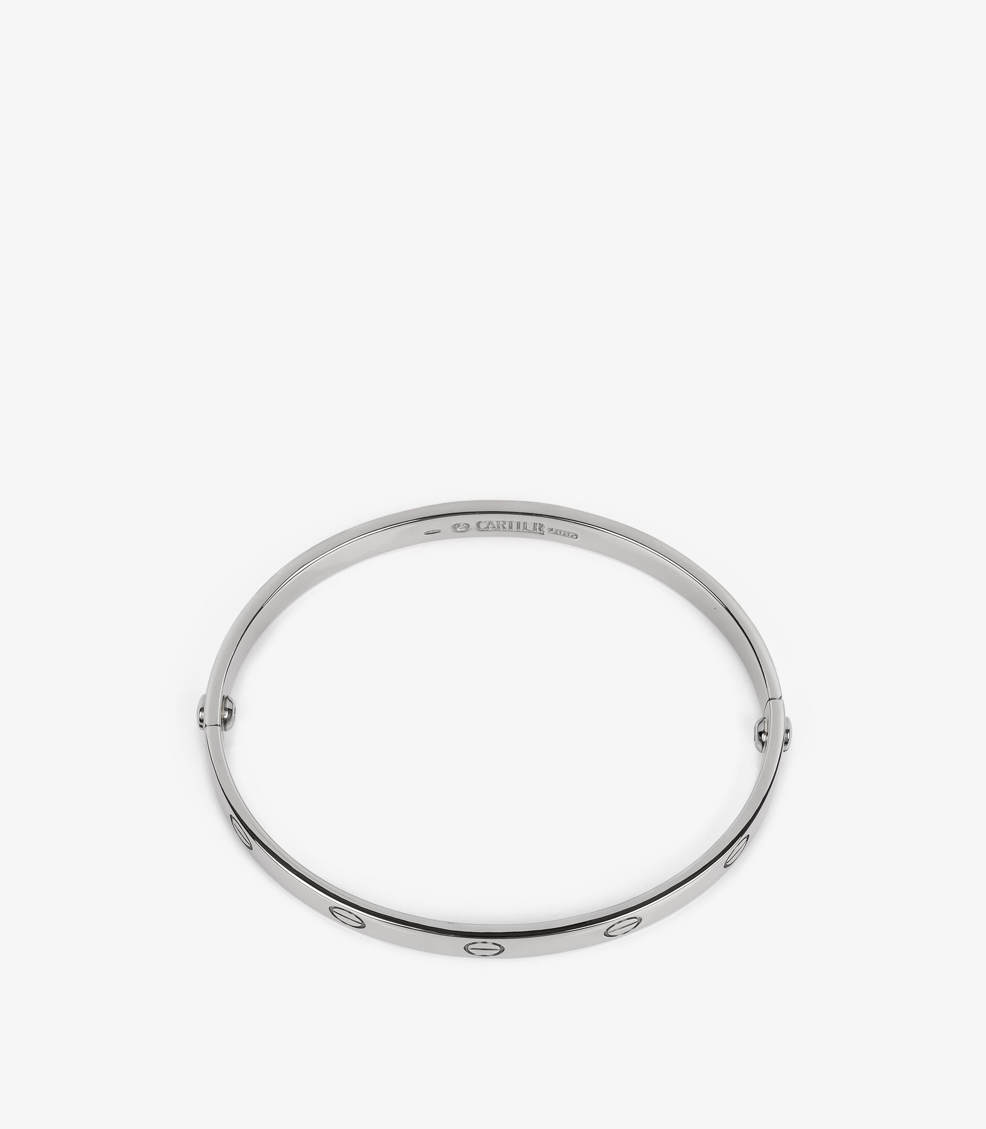 Cartier 18ct White Gold Love Bangle 18cm In Excellent Condition For Sale In Bishop's Stortford, Hertfordshire