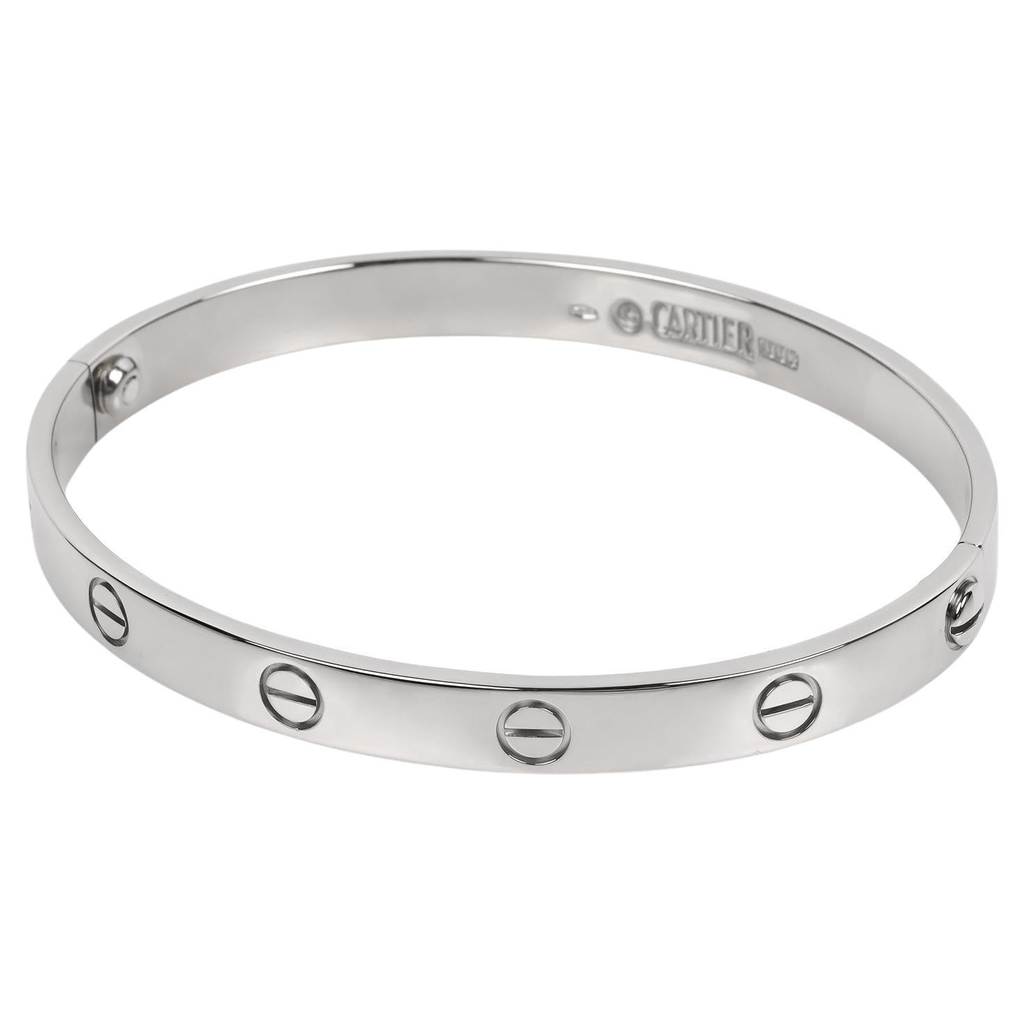 Cartier 18ct White Gold Love Bangle 18cm For Sale