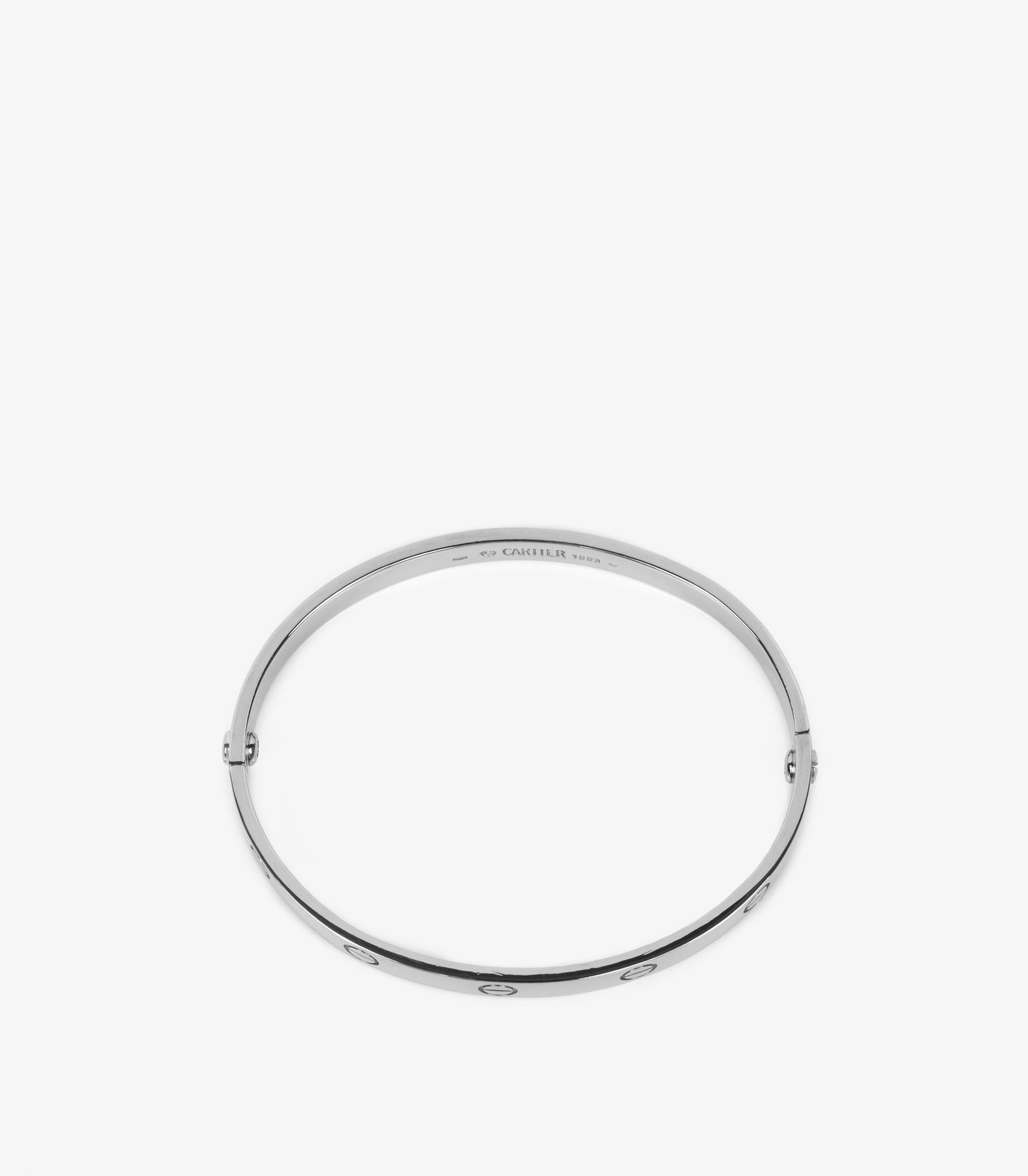 Cartier 18ct Oro Blanco Brazalete Love 19cm en venta 1