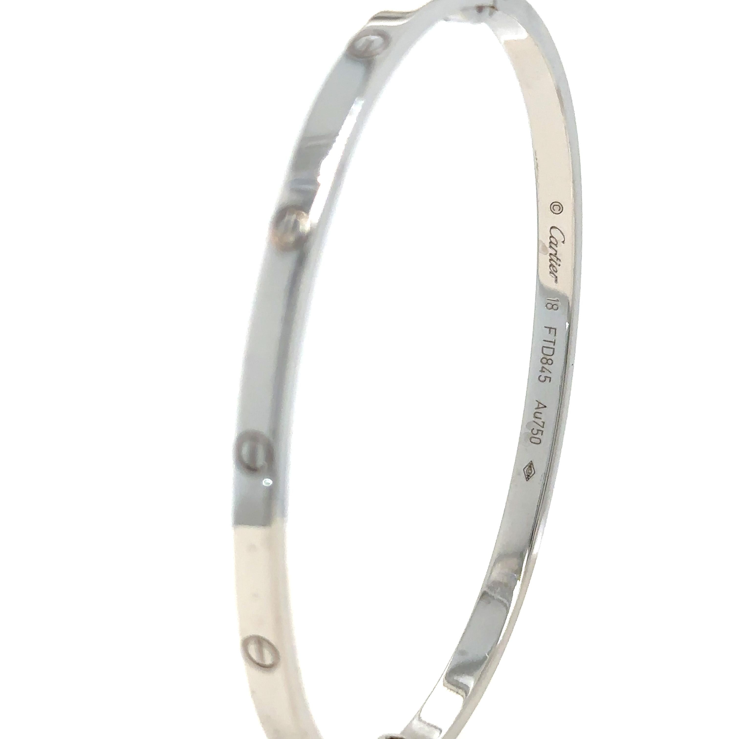 Cartier 18ct White Gold Love Bangle 21.09g In Excellent Condition In SYDNEY, NSW