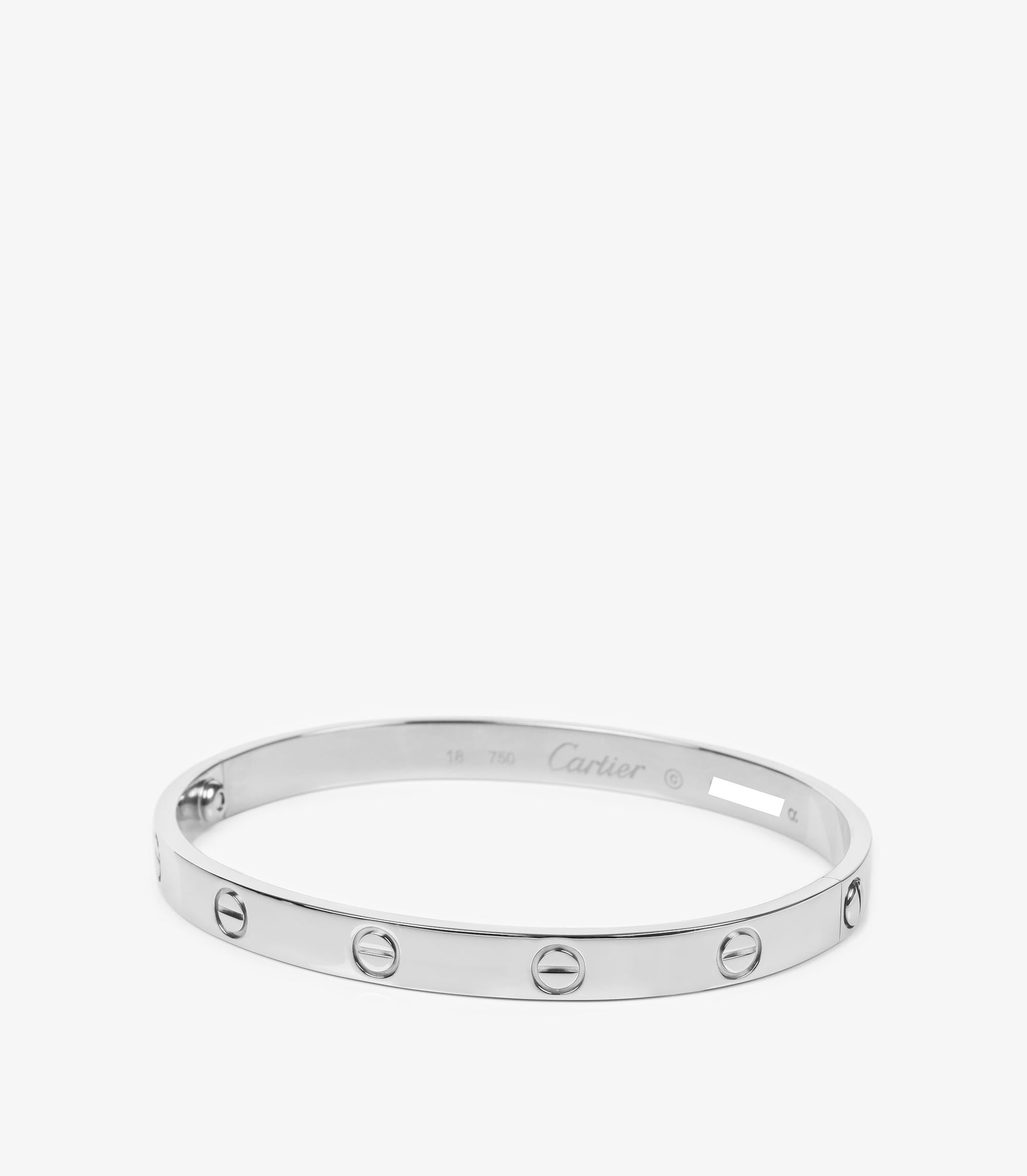 Cartier 18ct White Gold Love Bangle In Excellent Condition For Sale In Bishop's Stortford, Hertfordshire