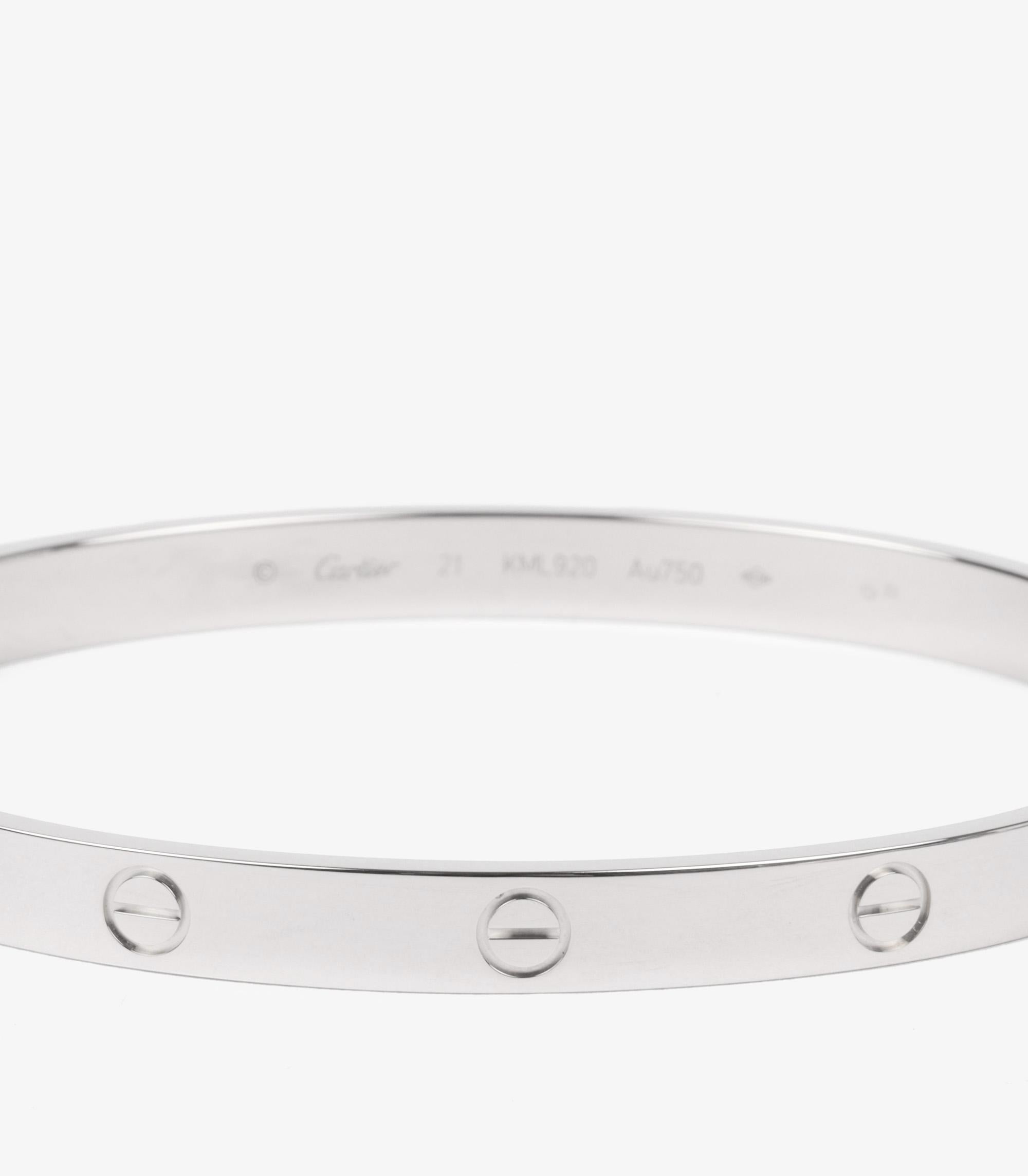 Women's or Men's Cartier 18ct White Gold Love Bangle For Sale