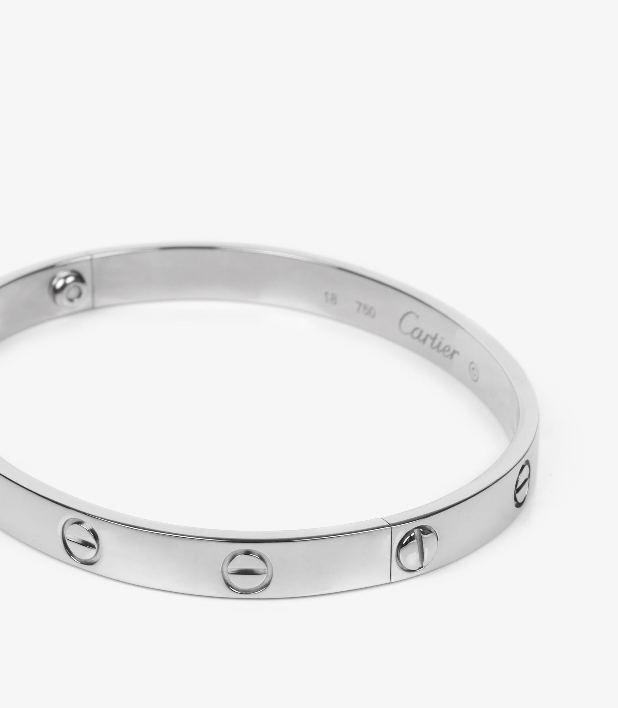 Women's or Men's Cartier 18ct White Gold Love Bangle For Sale