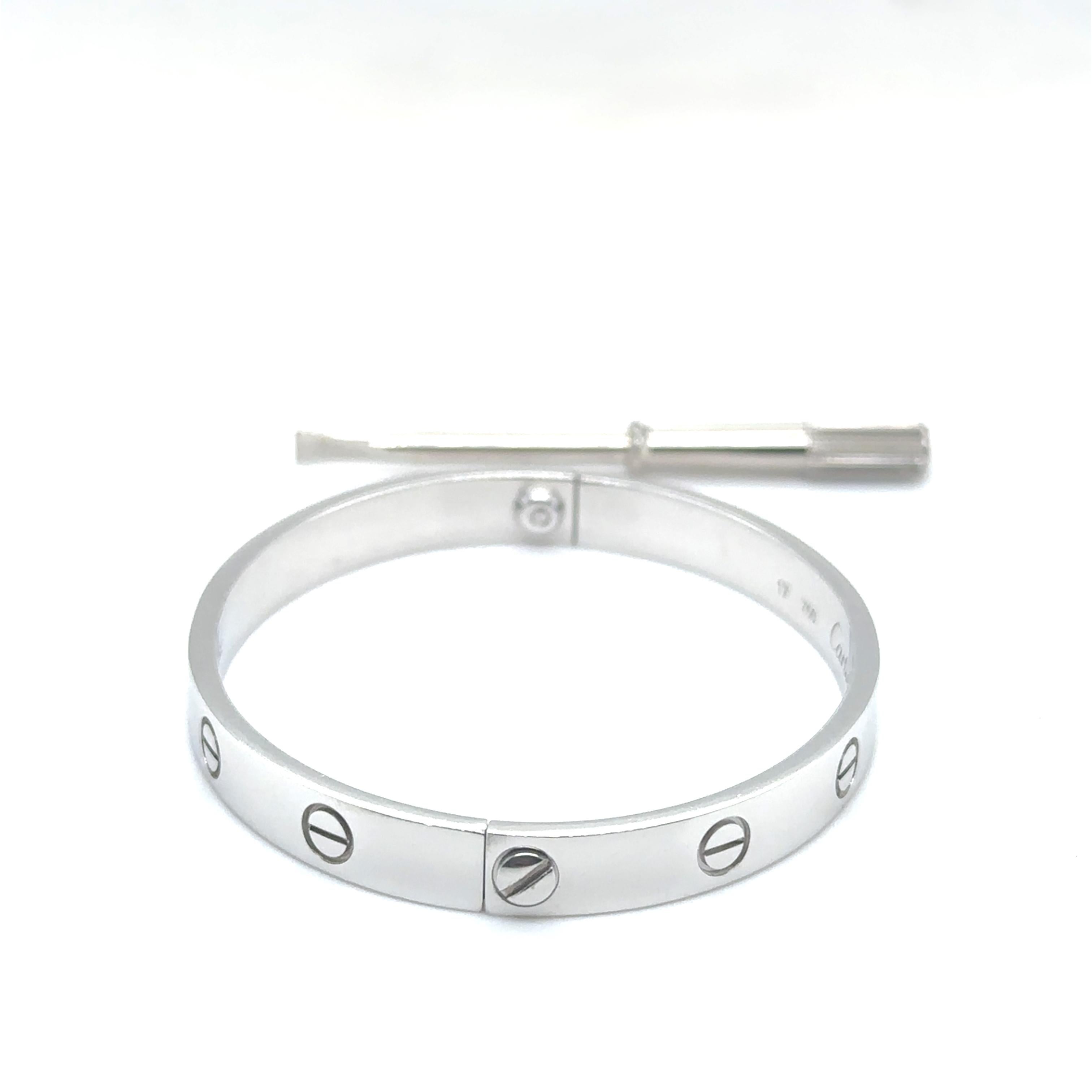 Cartier 18ct White Gold Love Bangle For Sale 1