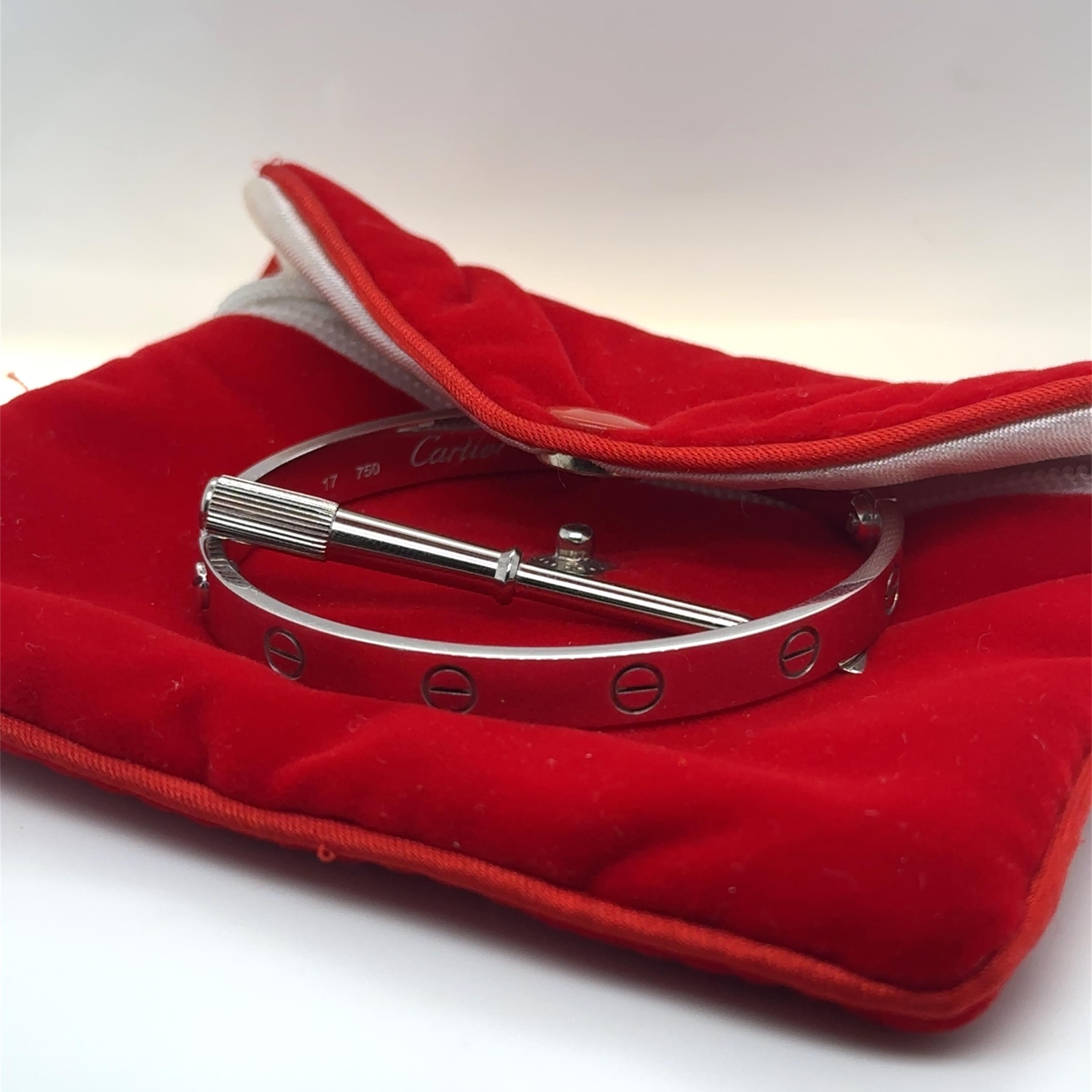 Cartier 18ct White Gold Love Bangle For Sale 2