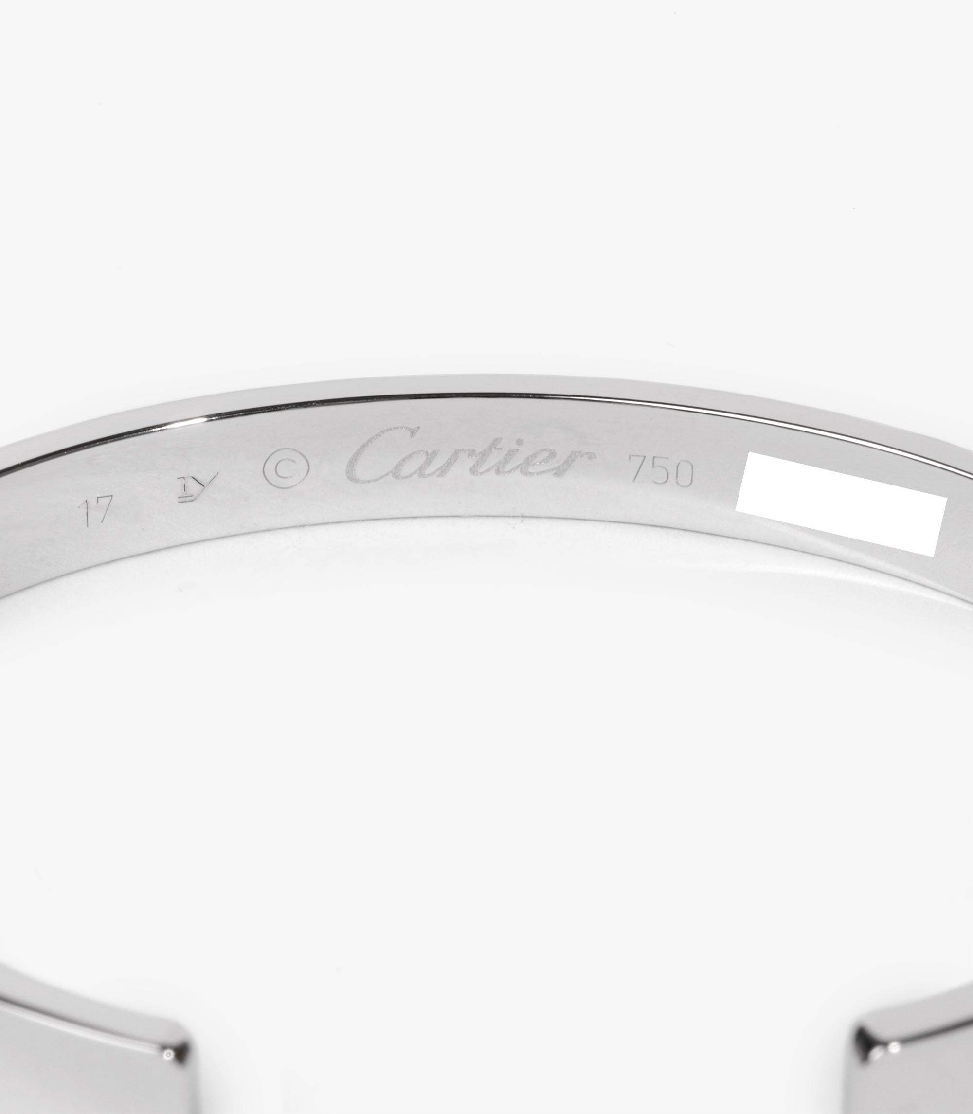 Cartier 18ct White Gold Love Cuff Bangle 17cm für Damen oder Herren im Angebot