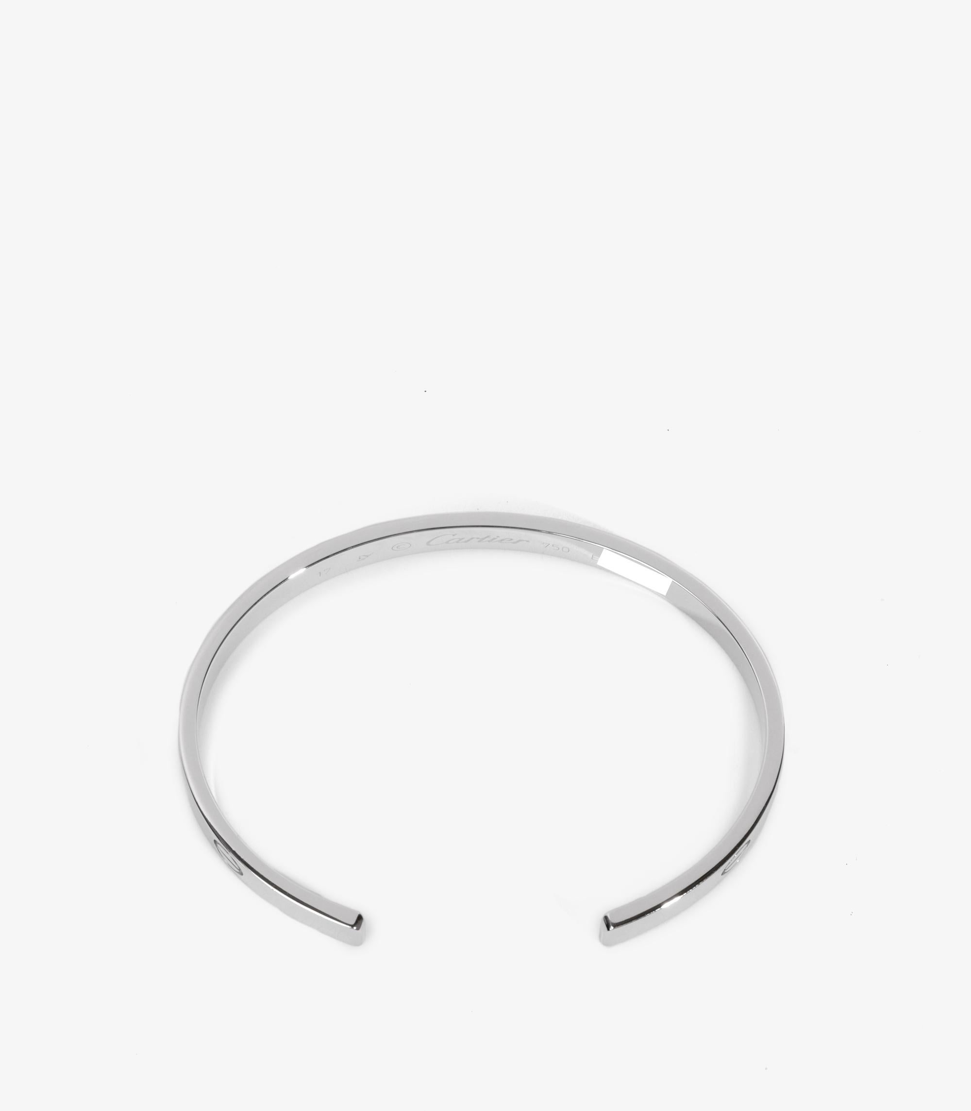 Cartier 18ct White Gold Love Cuff Bangle 17cm im Angebot 1