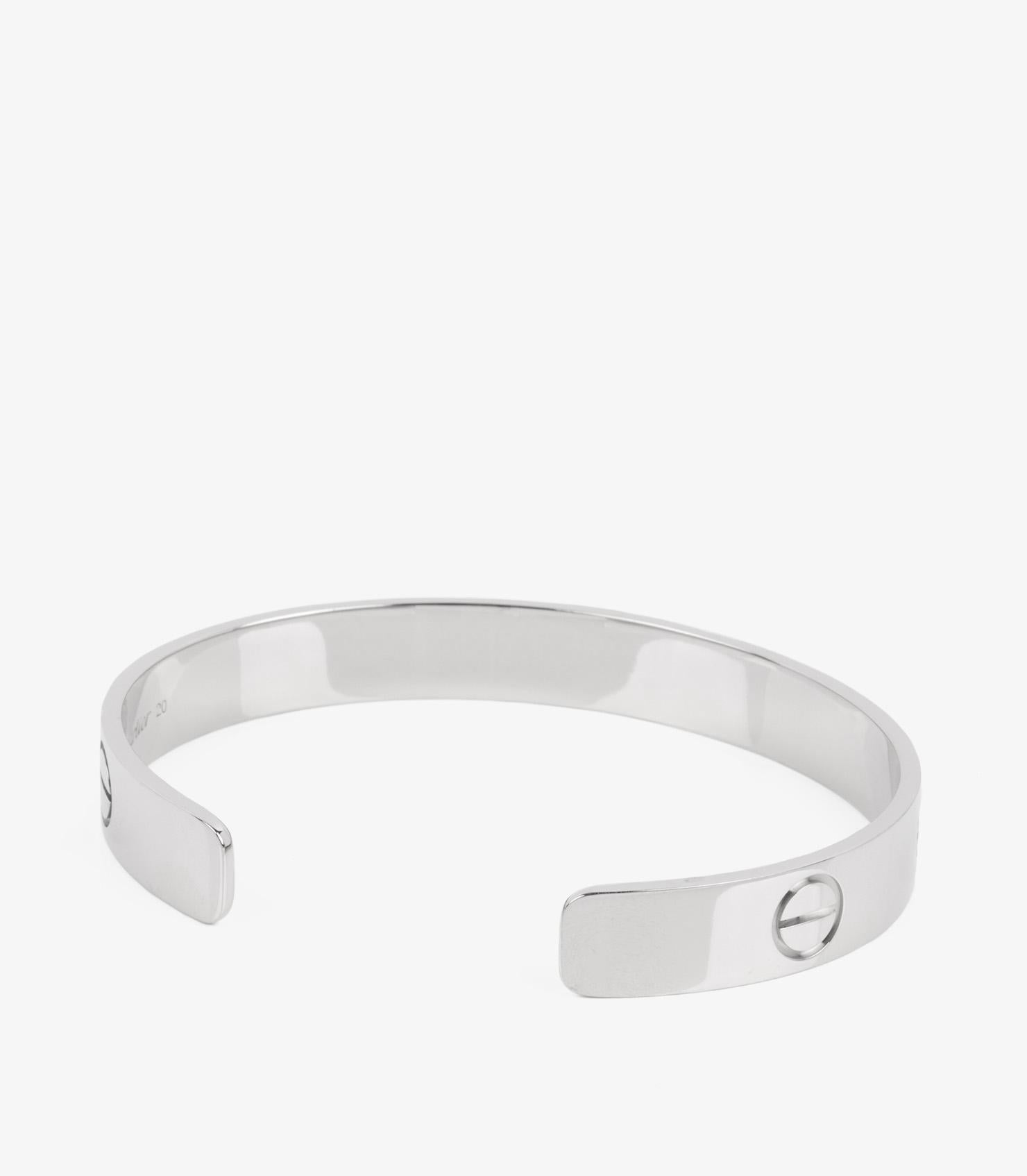 Cartier 18ct White Gold Love LM Cuff Bangle In Excellent Condition For Sale In Bishop's Stortford, Hertfordshire