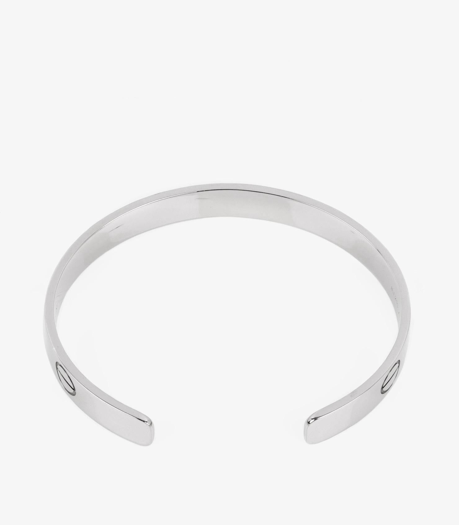 Cartier 18ct White Gold Love LM Cuff Bangle For Sale 2