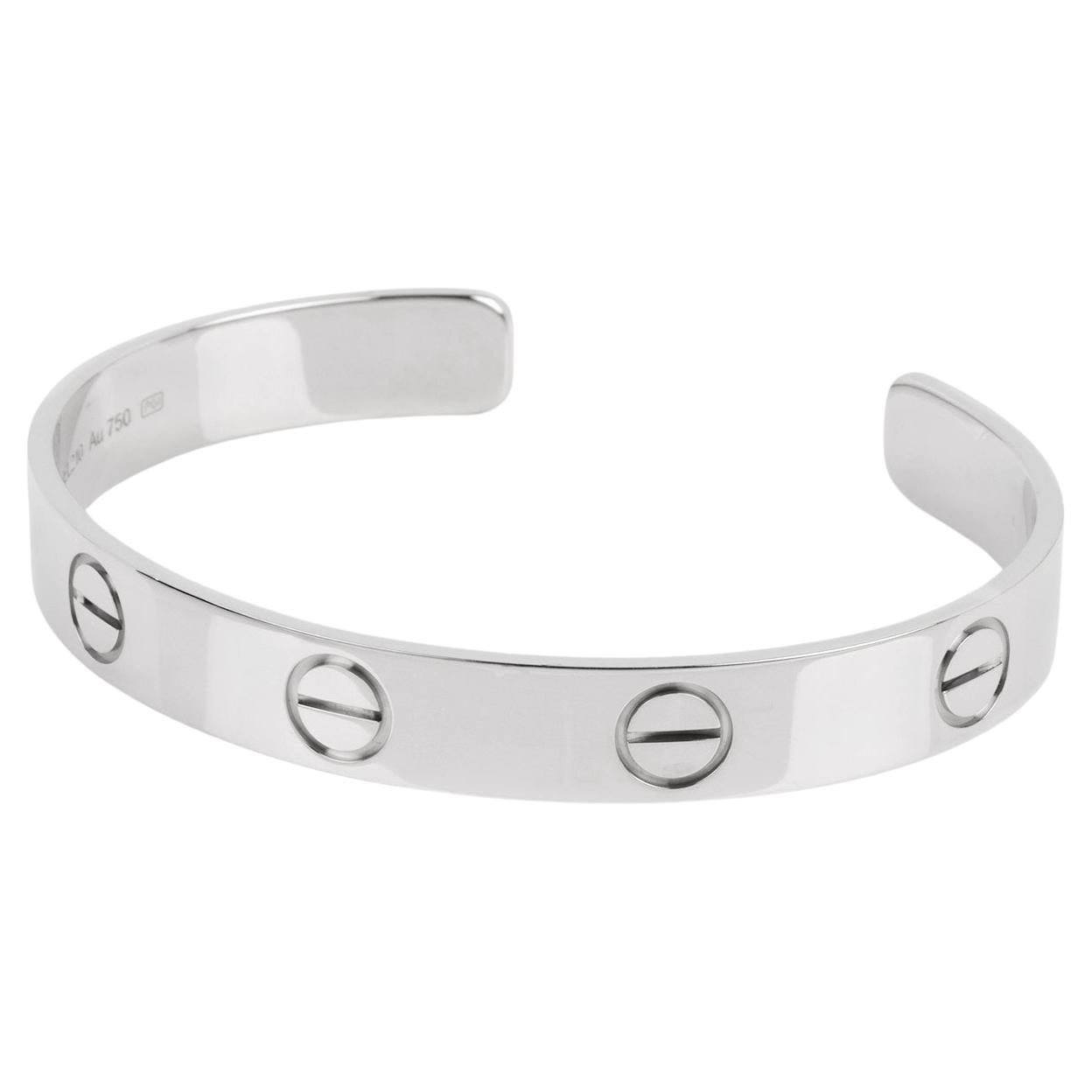 Cartier 18ct White Gold Love LM Cuff Bangle For Sale