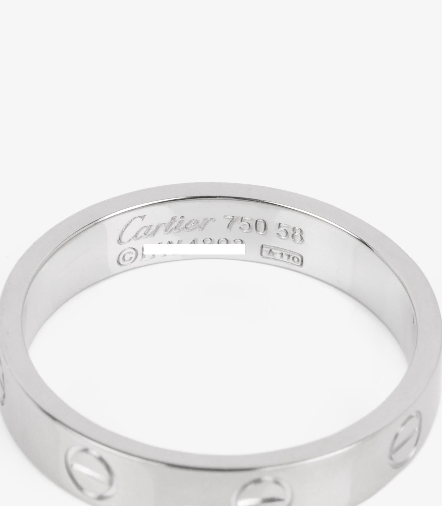 Women's or Men's Cartier 18ct White Gold Love Wedding Band For Sale