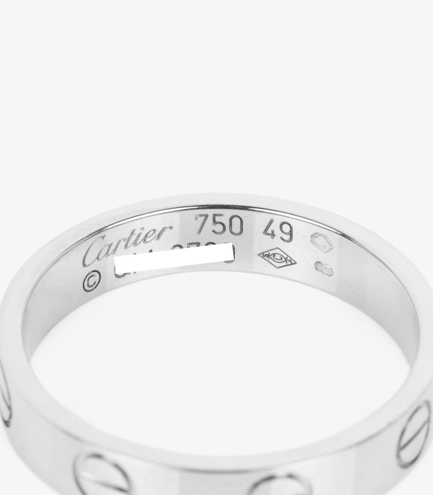 Women's or Men's Cartier 18ct White Gold Love Wedding Band For Sale