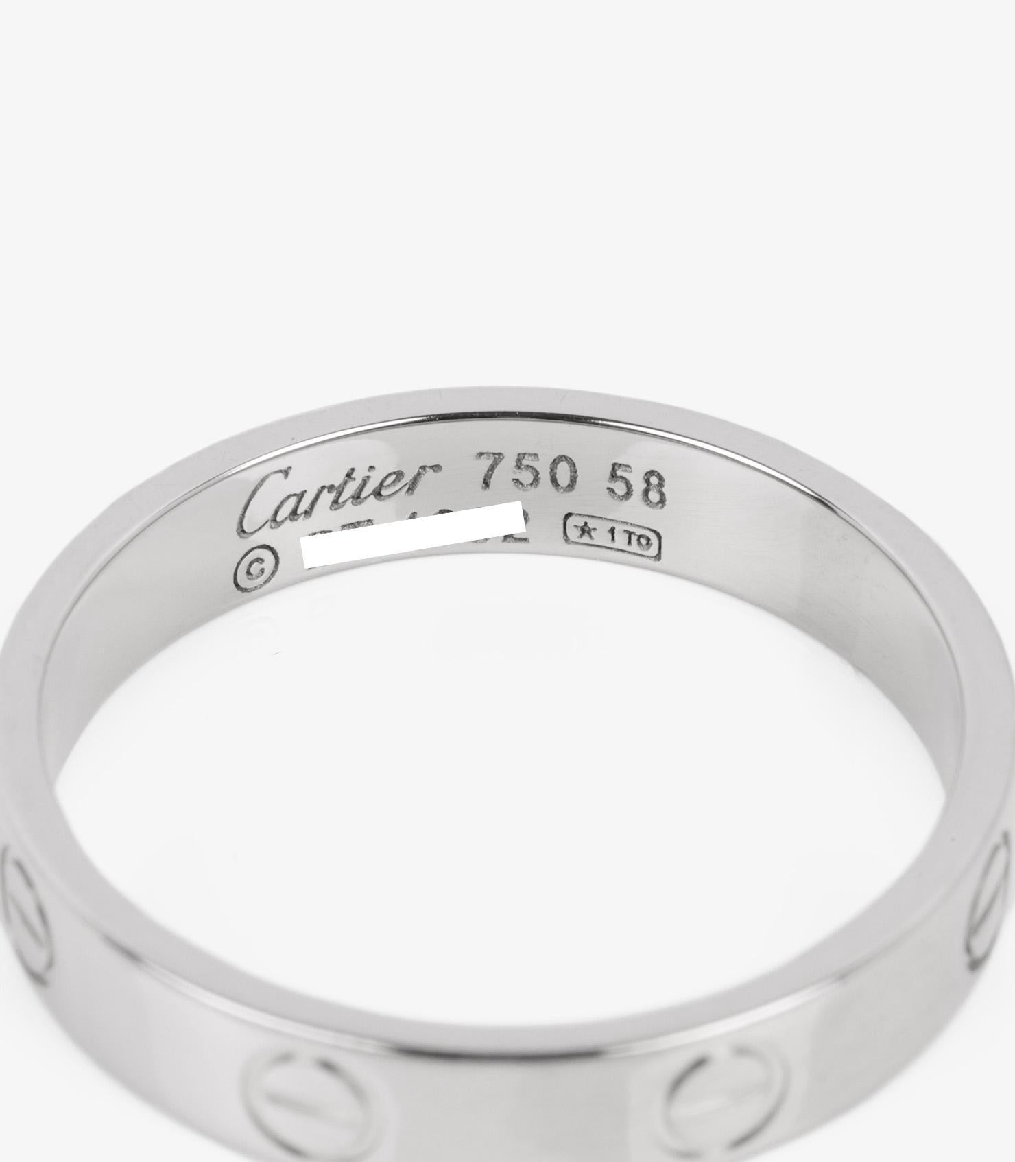 Cartier 18ct White Gold Love Wedding Band For Sale 1