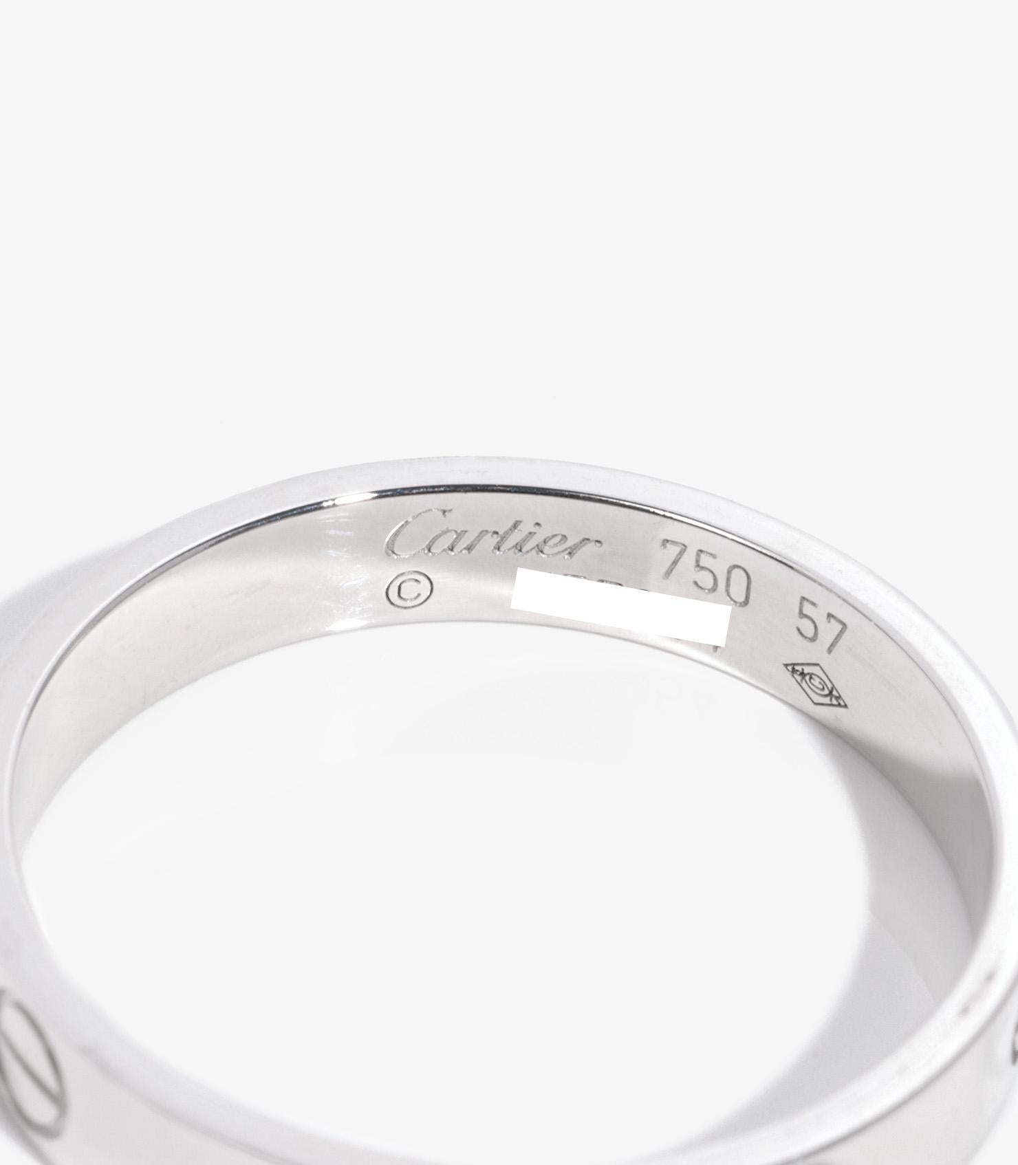 Cartier 18ct White Gold Love Wedding Band Ring In Excellent Condition In Bishop's Stortford, Hertfordshire