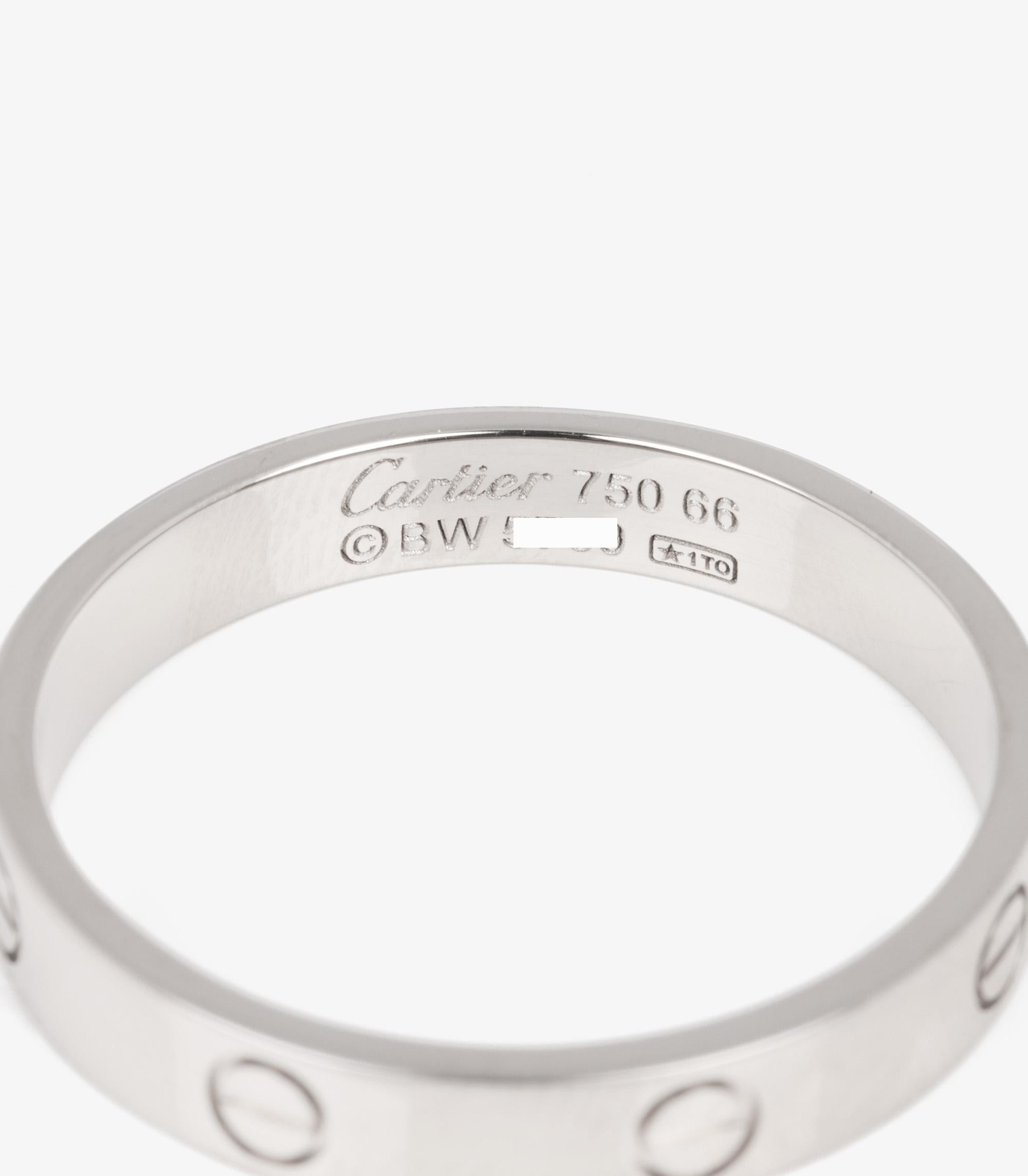 Cartier 18ct White Gold Love Wedding Band Ring In Excellent Condition For Sale In Bishop's Stortford, Hertfordshire