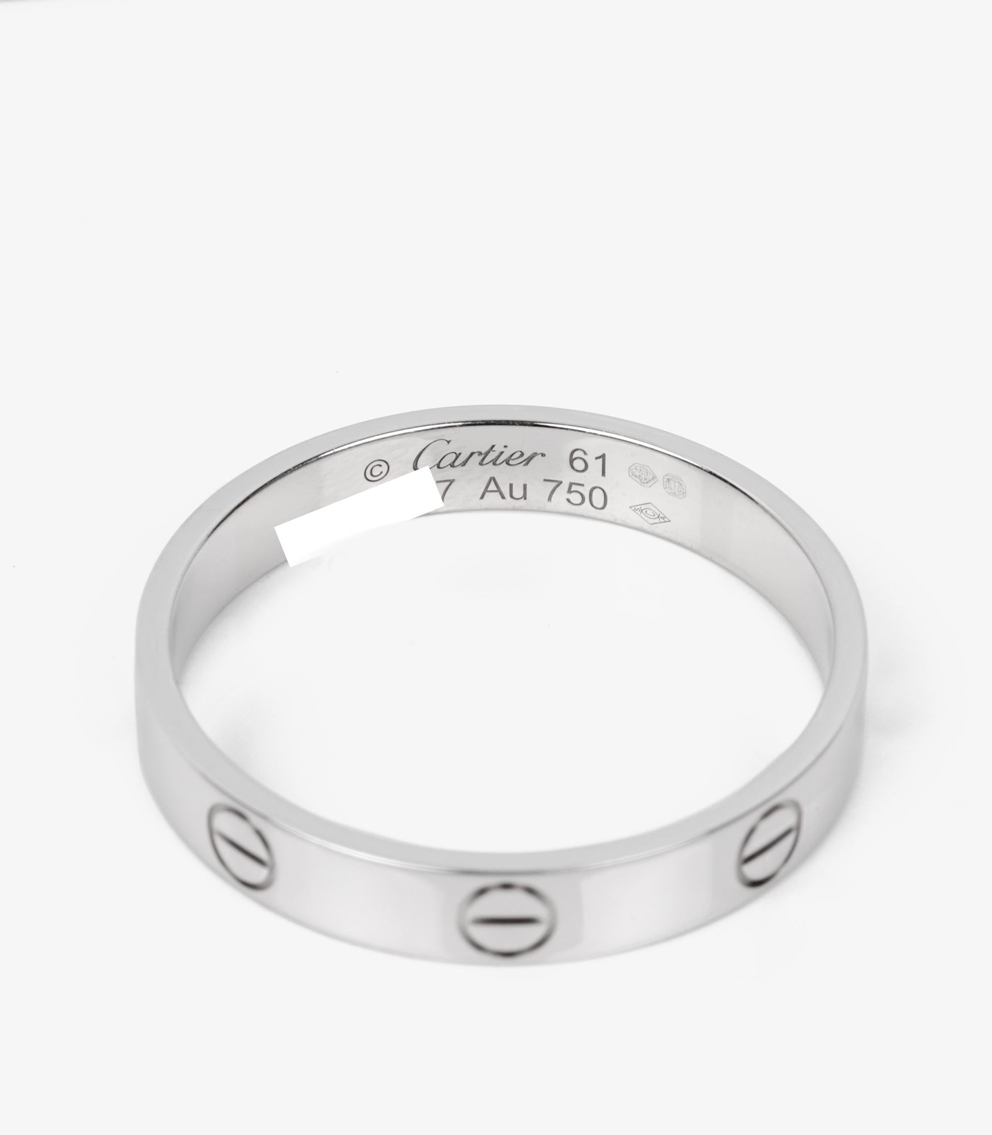 Cartier 18ct White Gold Love Wedding Band Ring In Excellent Condition For Sale In Bishop's Stortford, Hertfordshire