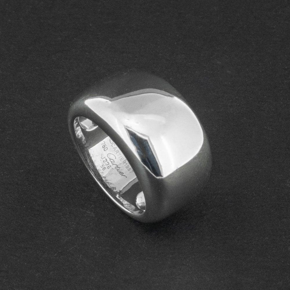 Women's or Men's CARTIER 18ct White Gold Nouvelle Vague Domed Band Ring Size O 13.1g For Sale