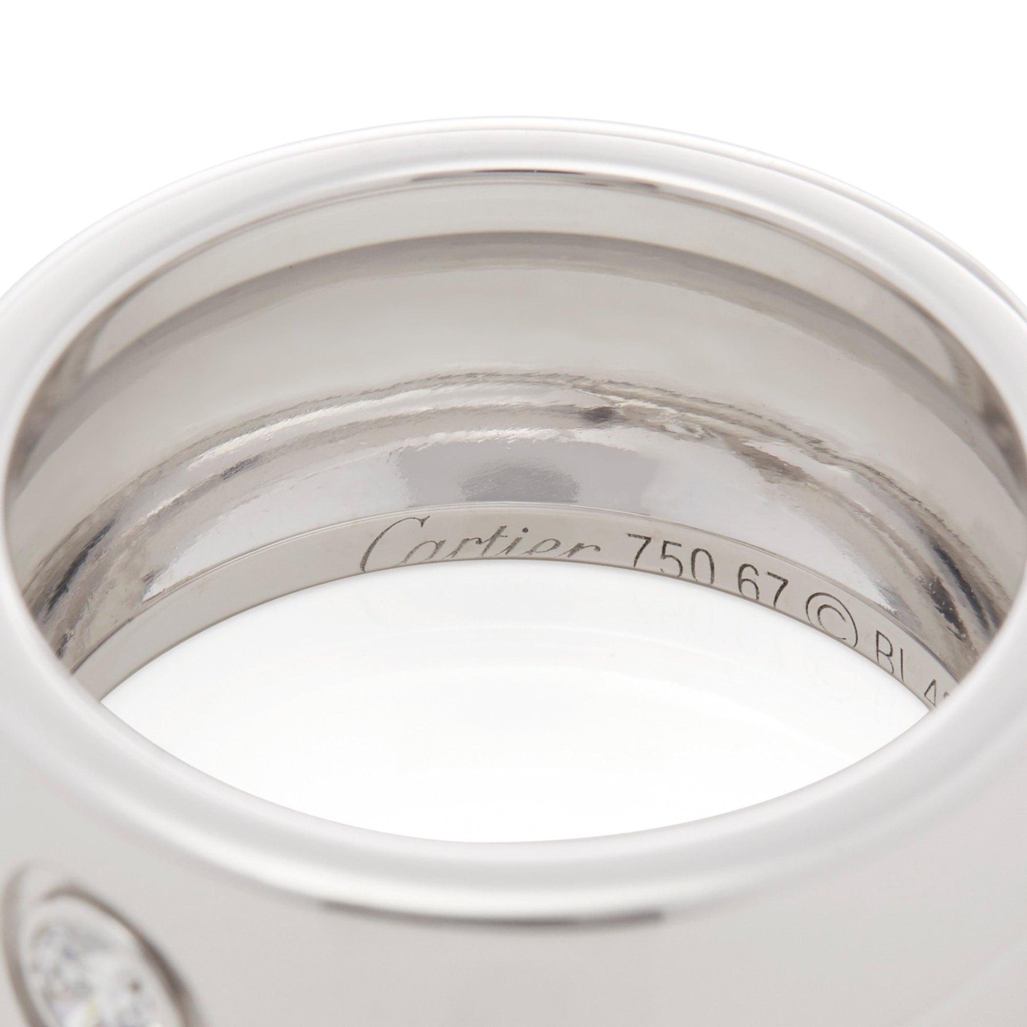 Men's Cartier 18 Carat White Gold Single Diamond Trinity Ring