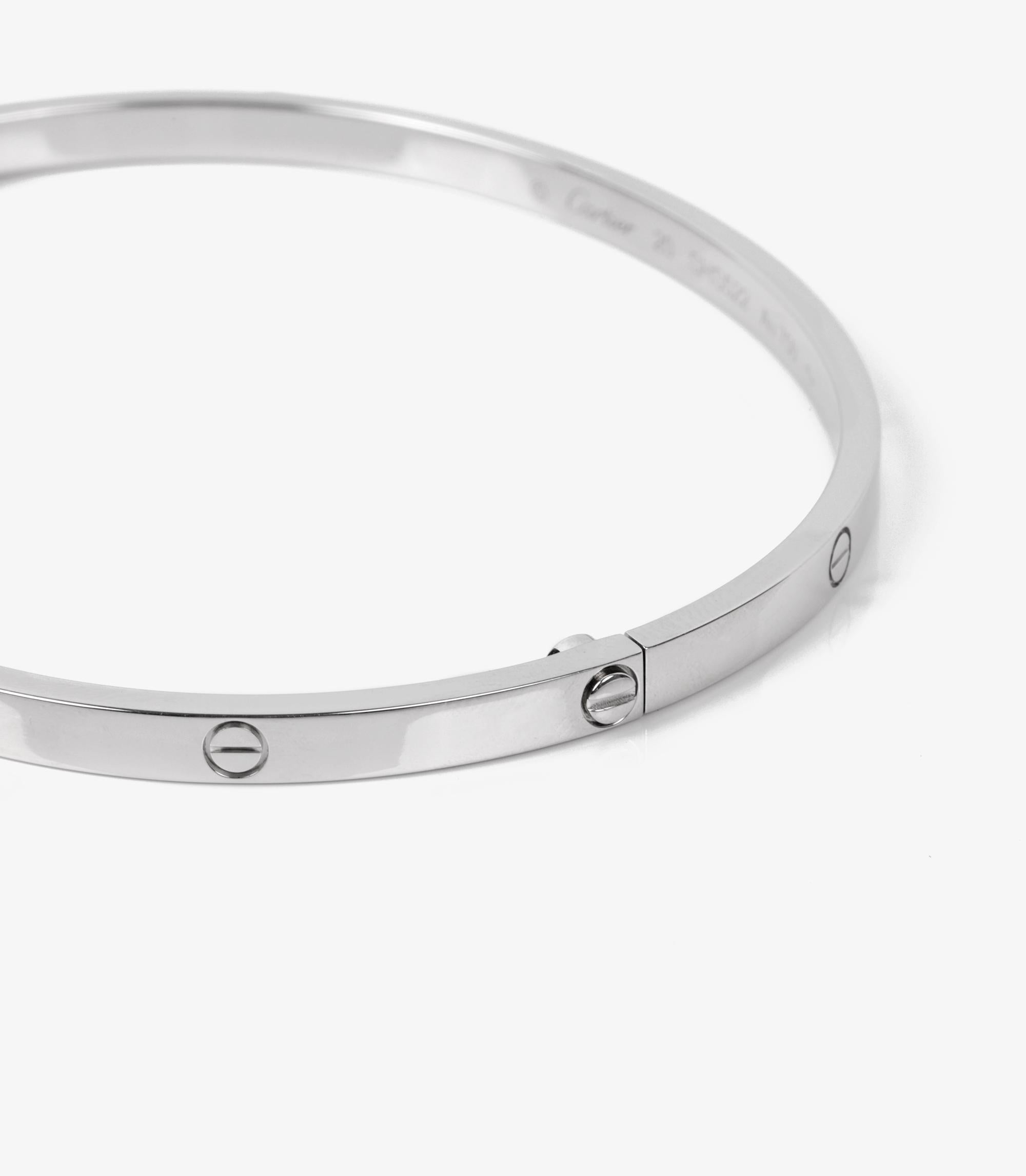 Cartier 18ct White Gold SM Love Bangle  20cm In Excellent Condition In Bishop's Stortford, Hertfordshire