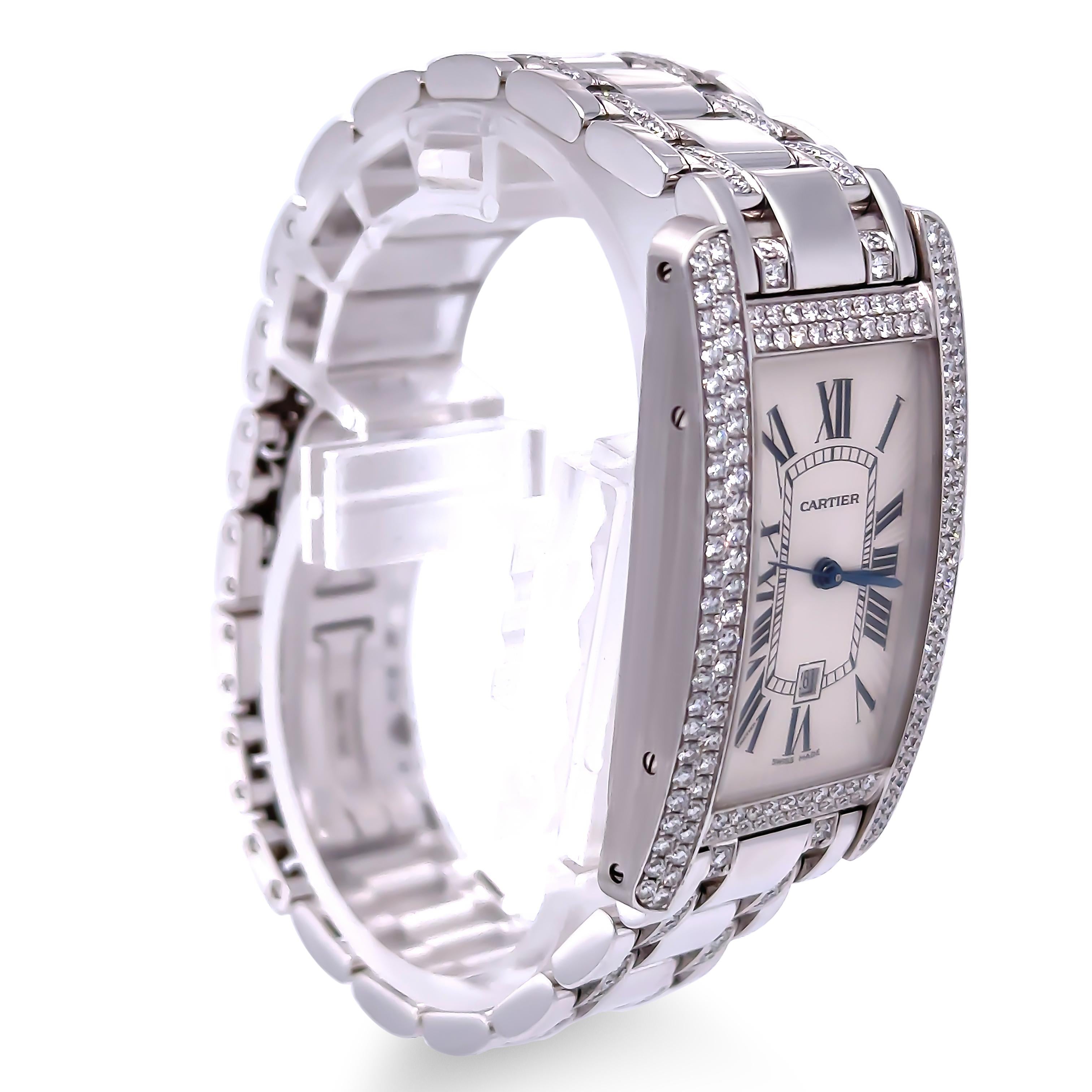 Cartier 18ct White Gold Tank Américaine Diamond Watch 3.62ct In Excellent Condition In SYDNEY, NSW