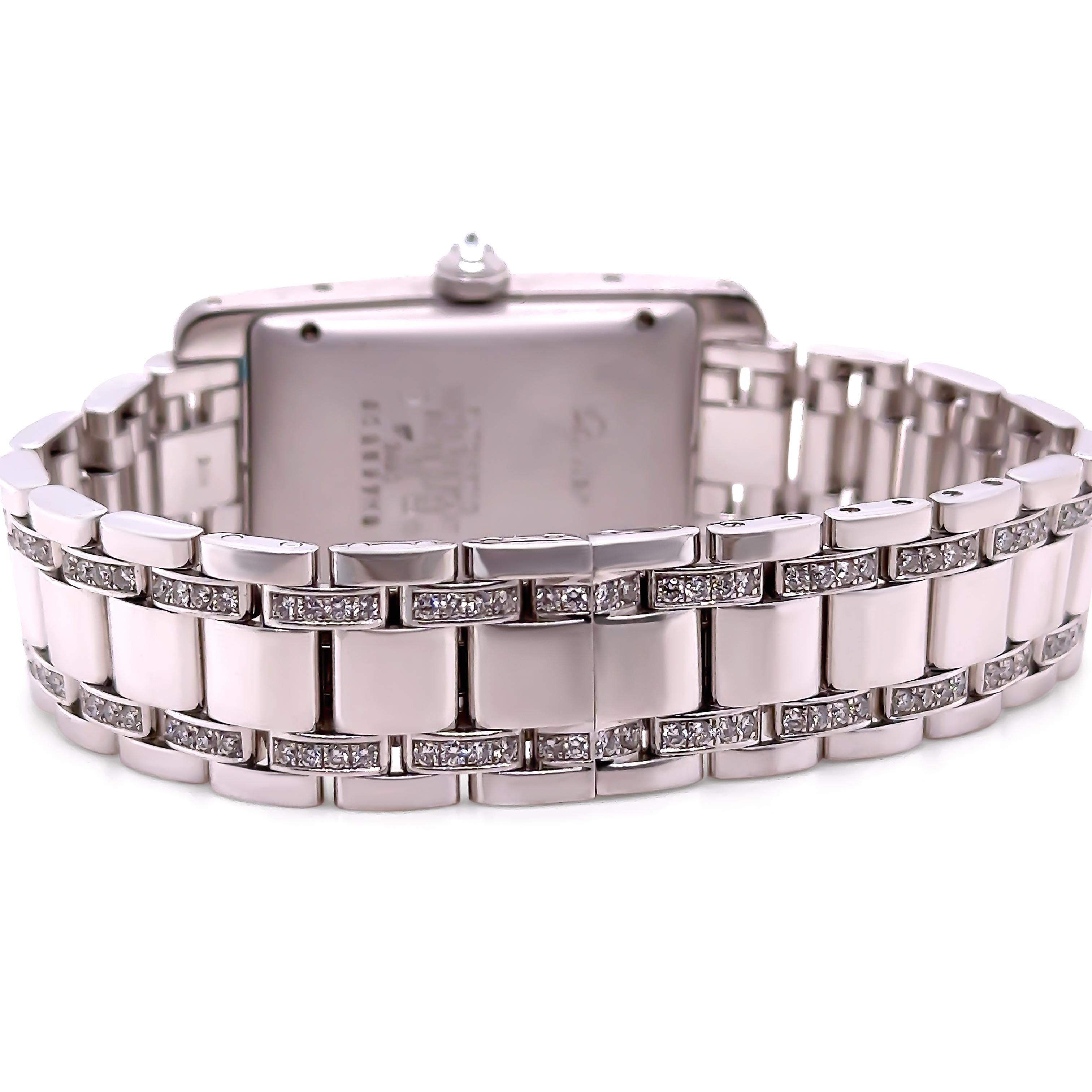 Women's or Men's Cartier 18ct White Gold Tank Américaine Diamond Watch 3.62ct