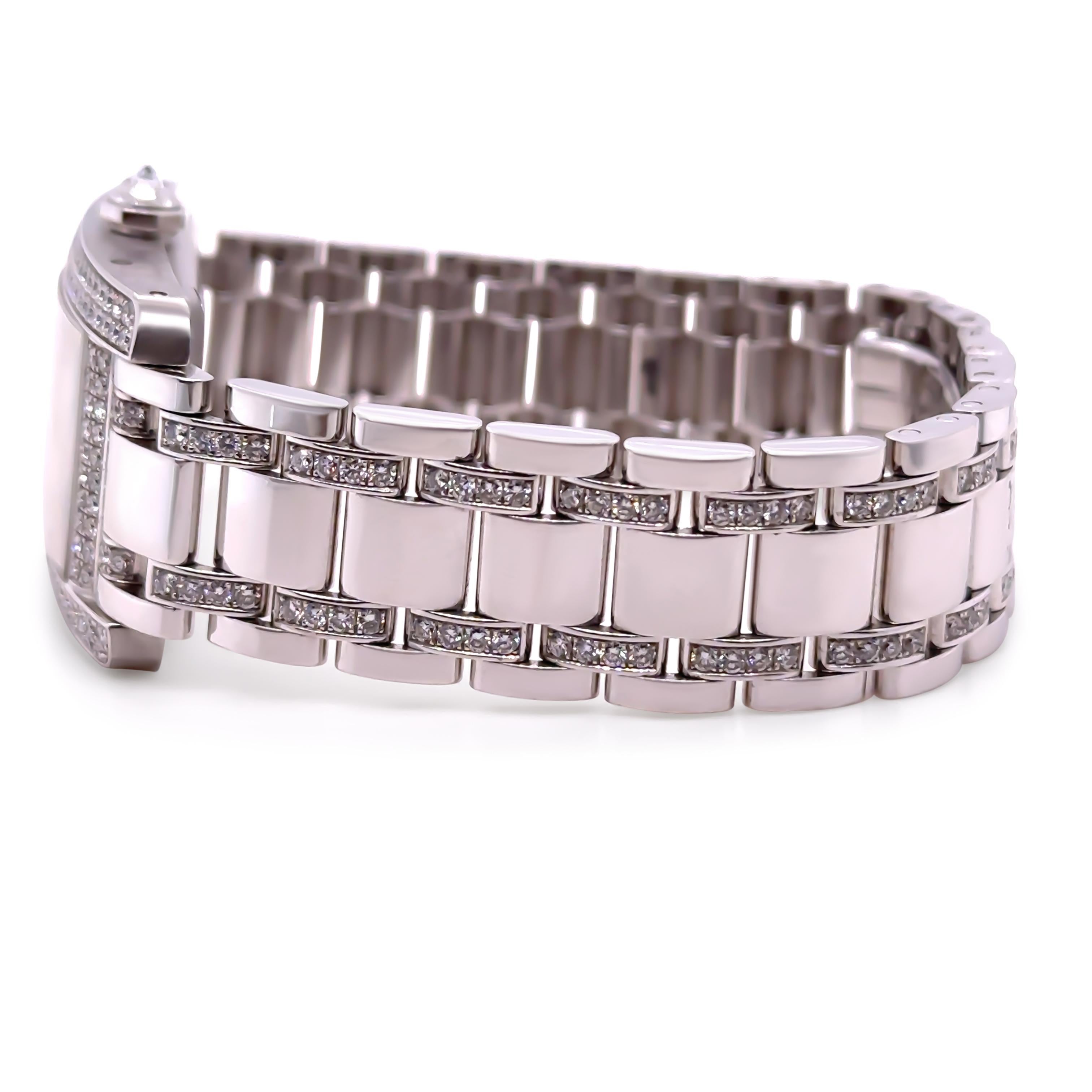 Cartier 18ct White Gold Tank Américaine Diamond Watch 3.62ct 1