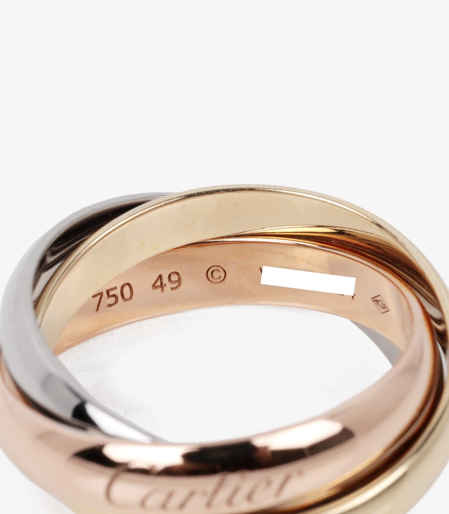 Cartier 18ct White Gold, Yellow Gold and Rose Gold Medium Trinity Ring In Excellent Condition In Bishop's Stortford, Hertfordshire
