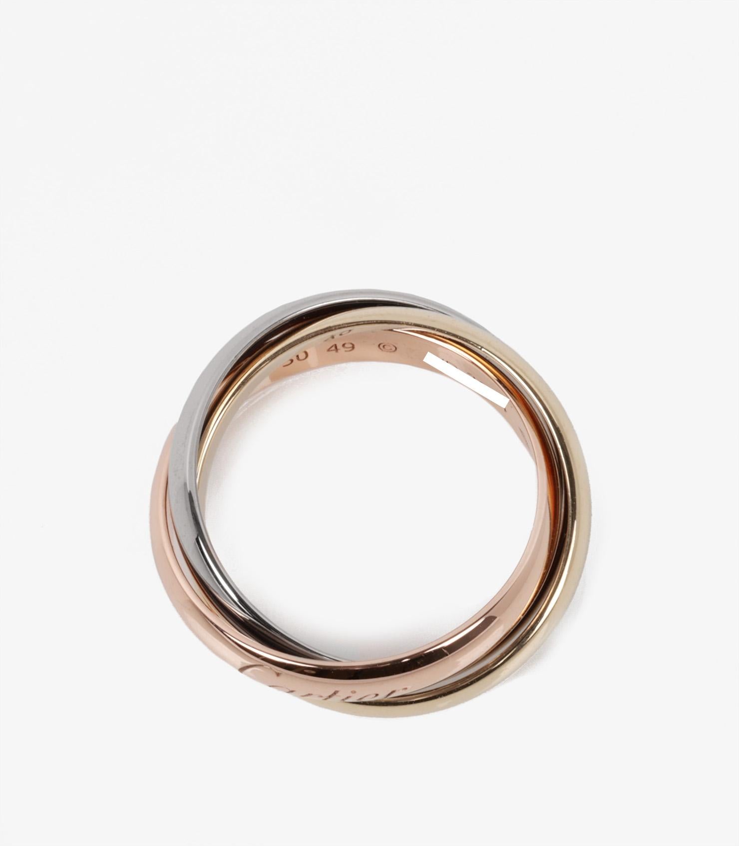 Women's or Men's Cartier 18ct White Gold, Yellow Gold and Rose Gold Medium Trinity Ring