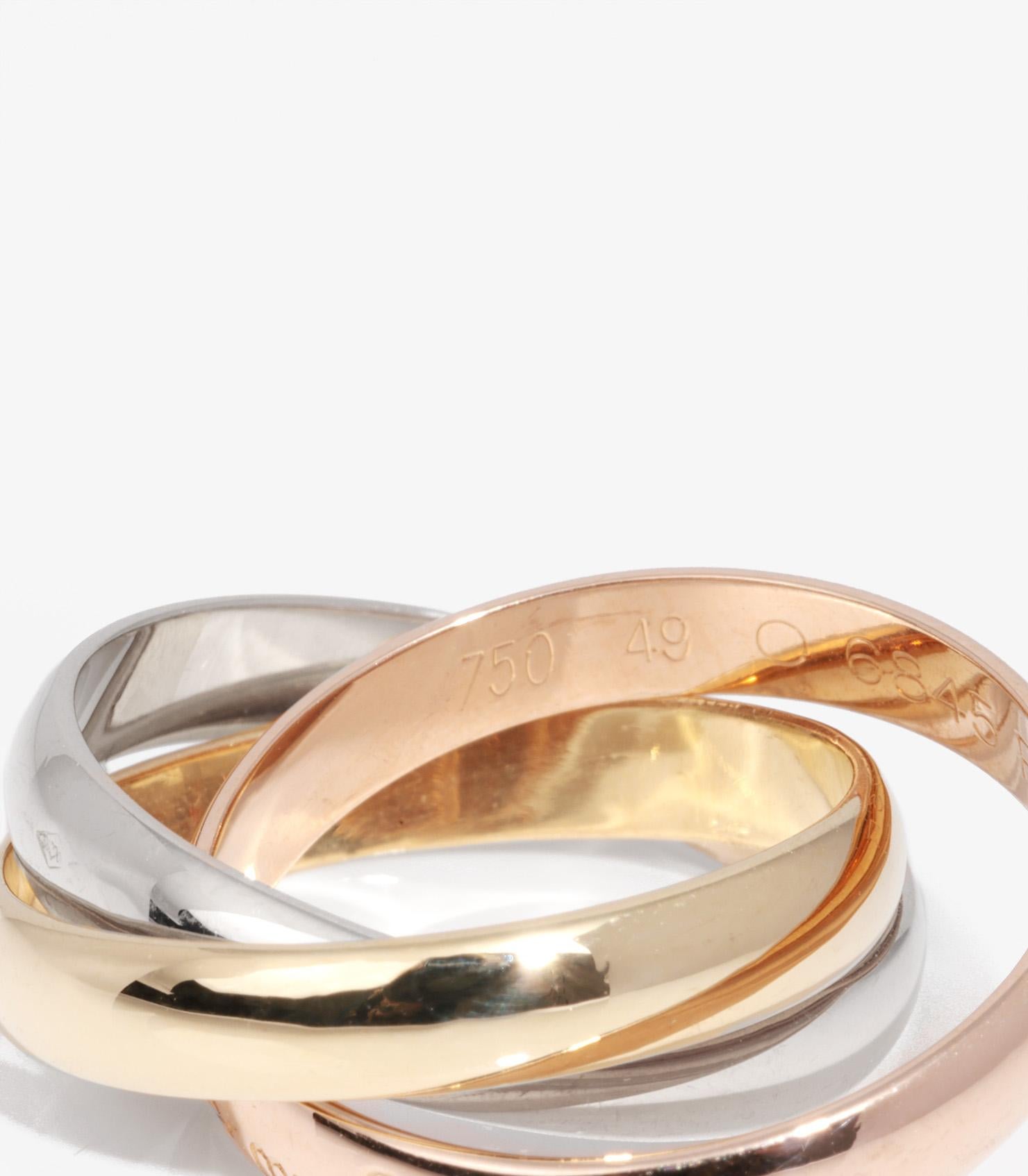 Anillo Cartier Les Must de Cartier Mediano de Oro Blanco, Amarillo y Rosa de 18 ct en Excelente estado para la venta en Bishop's Stortford, Hertfordshire