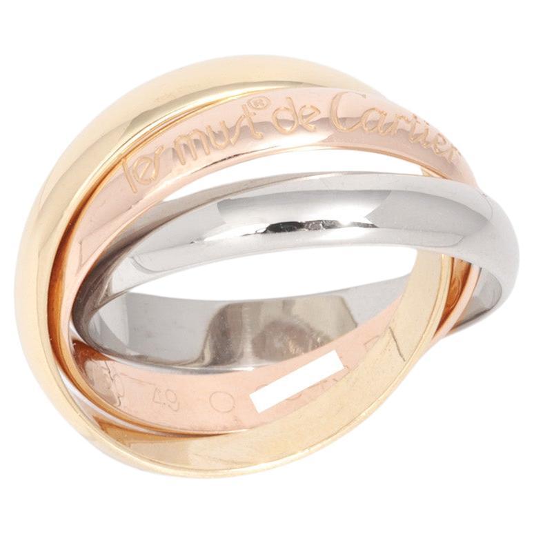 Cartier 18ct White, Yellow And Rose Gold Medium Les Must De Cartier Ring For Sale