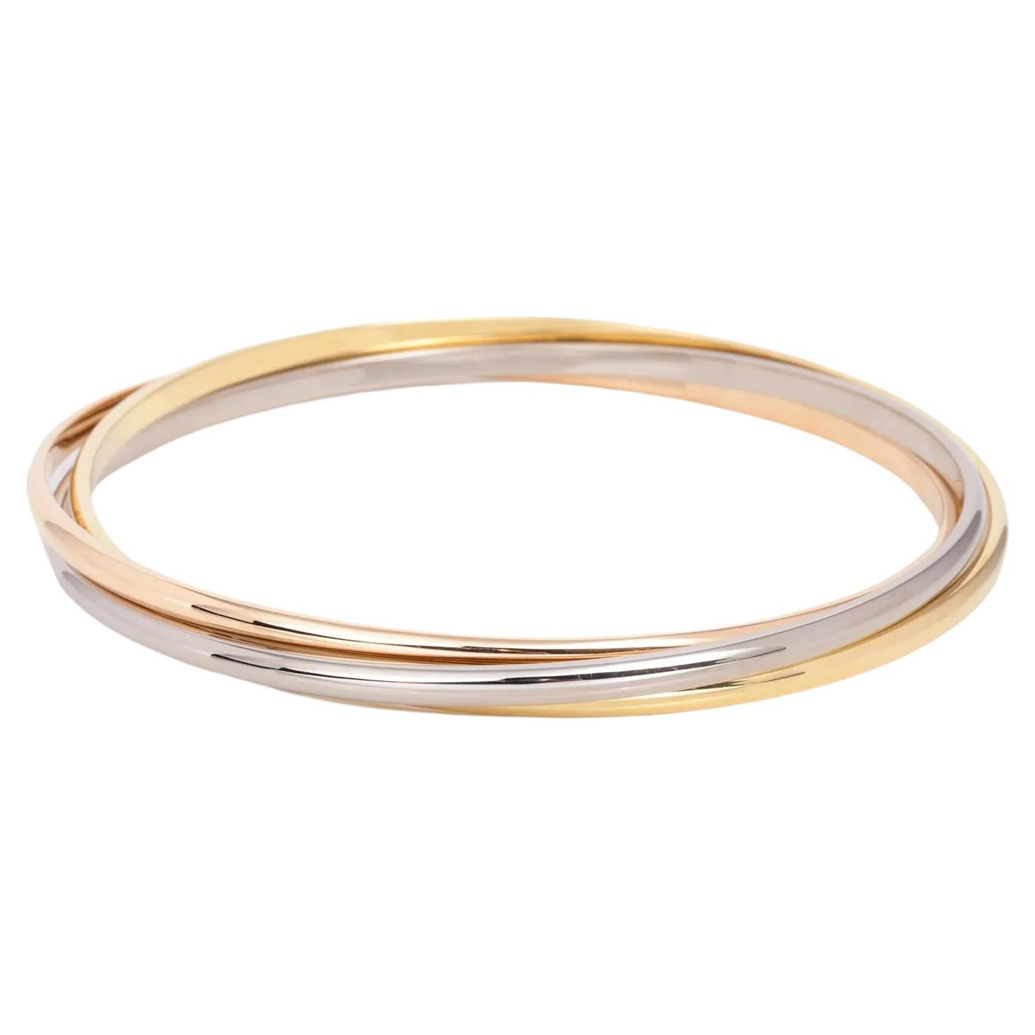 Cartier 18ct White, Yellow And Rose Gold Small Trinity Bangle For Sale