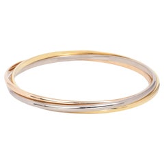 Vintage Cartier 18ct White, Yellow And Rose Gold Small Trinity Bangle