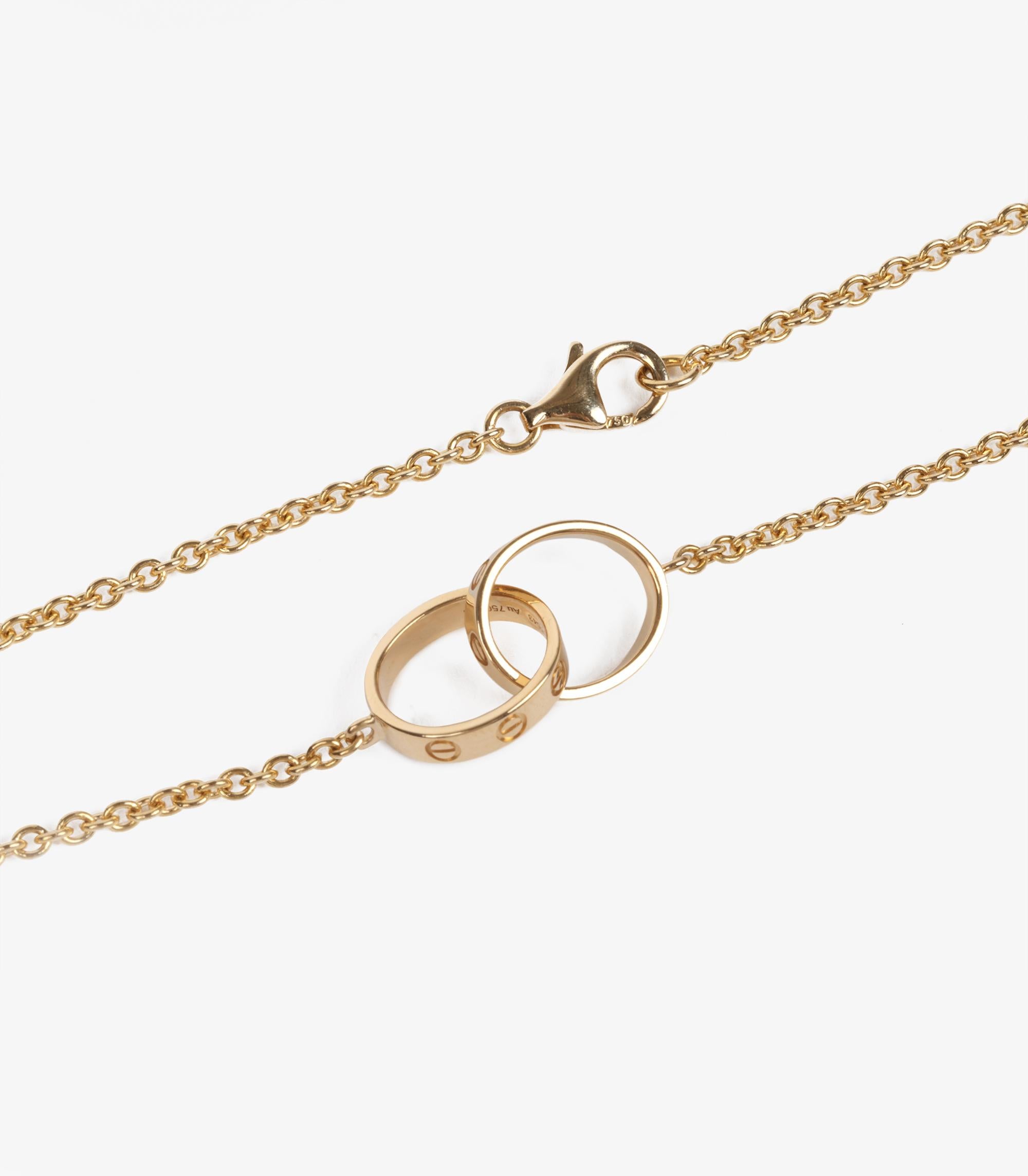 Cartier 18ct Yellow Gold Baby Love Necklace In Excellent Condition In Bishop's Stortford, Hertfordshire