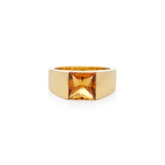 Cartier 18 Carat Yellow Gold Citrine Tank Ring