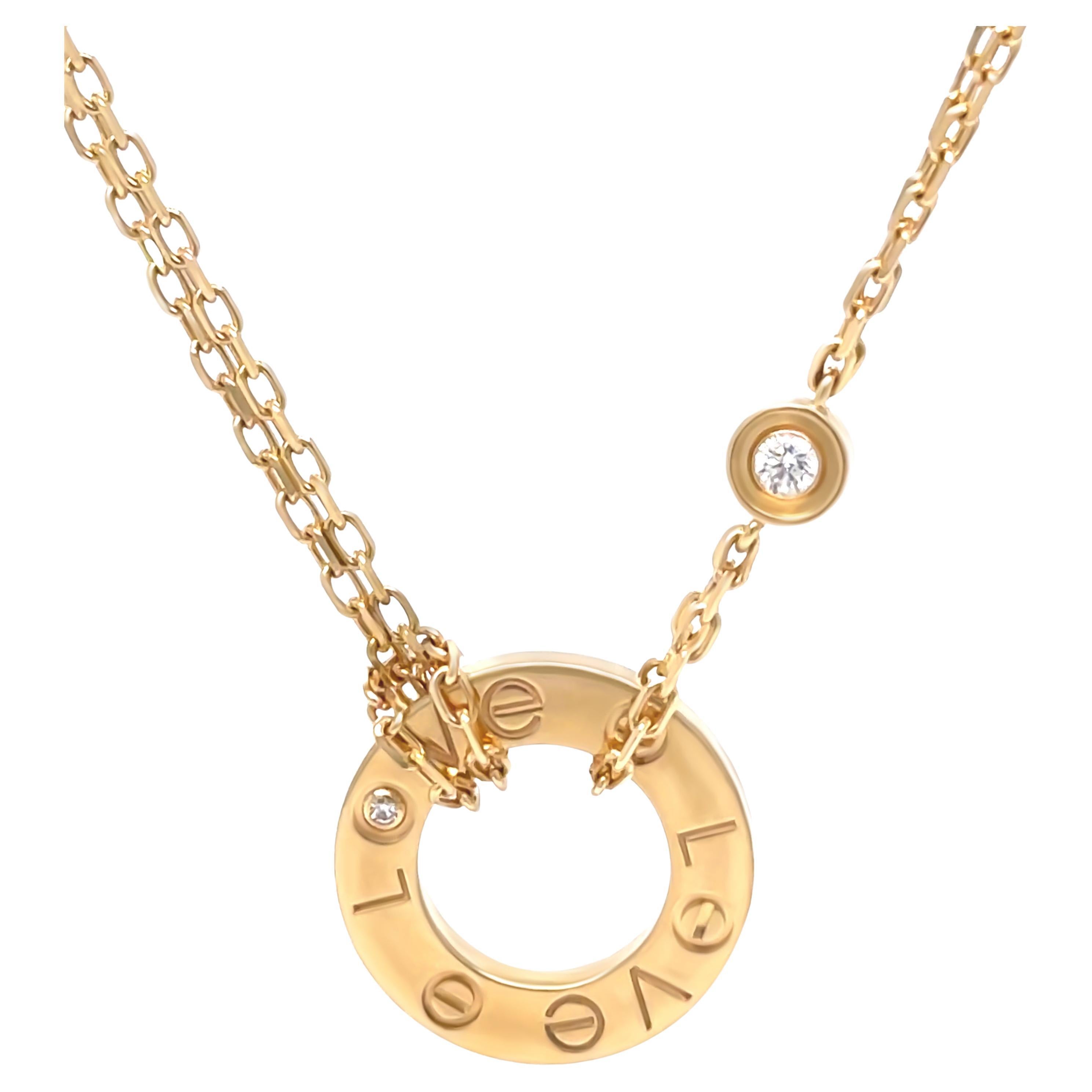 Cartier 18ct Yellow Gold Diamond Love Necklace 0.03ct 6.41g