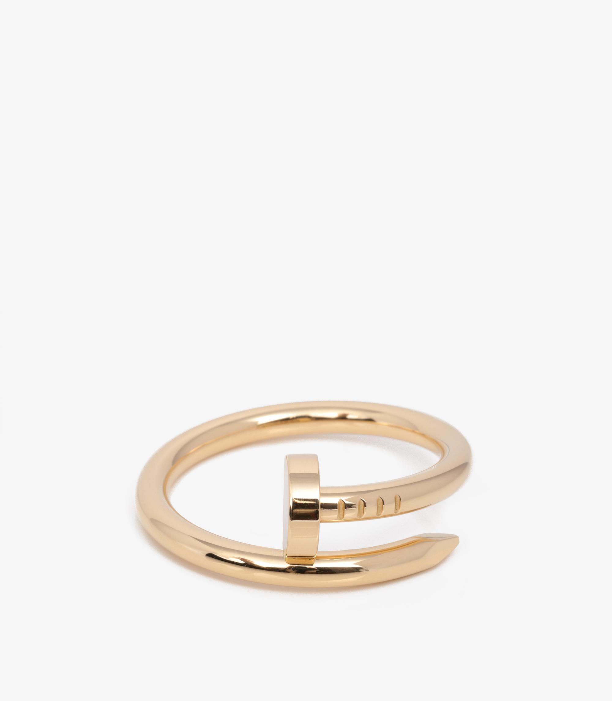 Bague Juste Un Clou en or jaune 18ct de Cartier

Marque : Cartier
Modèle- Bague Juste un Clou
Type de produit- Bague
Numéro de série - RH****
Age- Circa 2020
Accompagné de : Boîte Cartier, Certificat, Copie du reçu
MATERIAL - Or jaune 18ct
Taille de