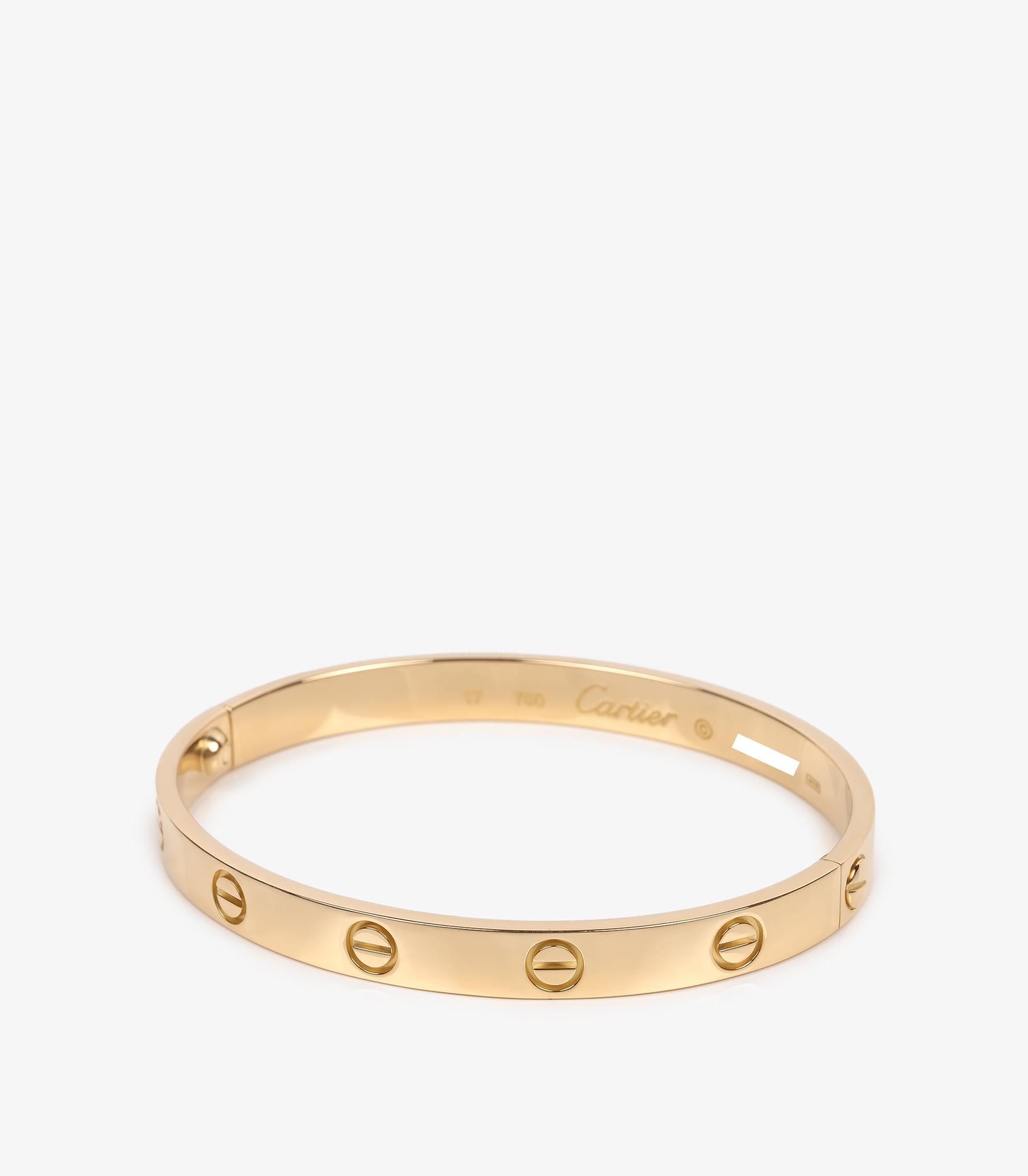 Cartier Bracelet Love Bangle 17 cm en or jaune 18 carats Excellent état - En vente à Bishop's Stortford, Hertfordshire