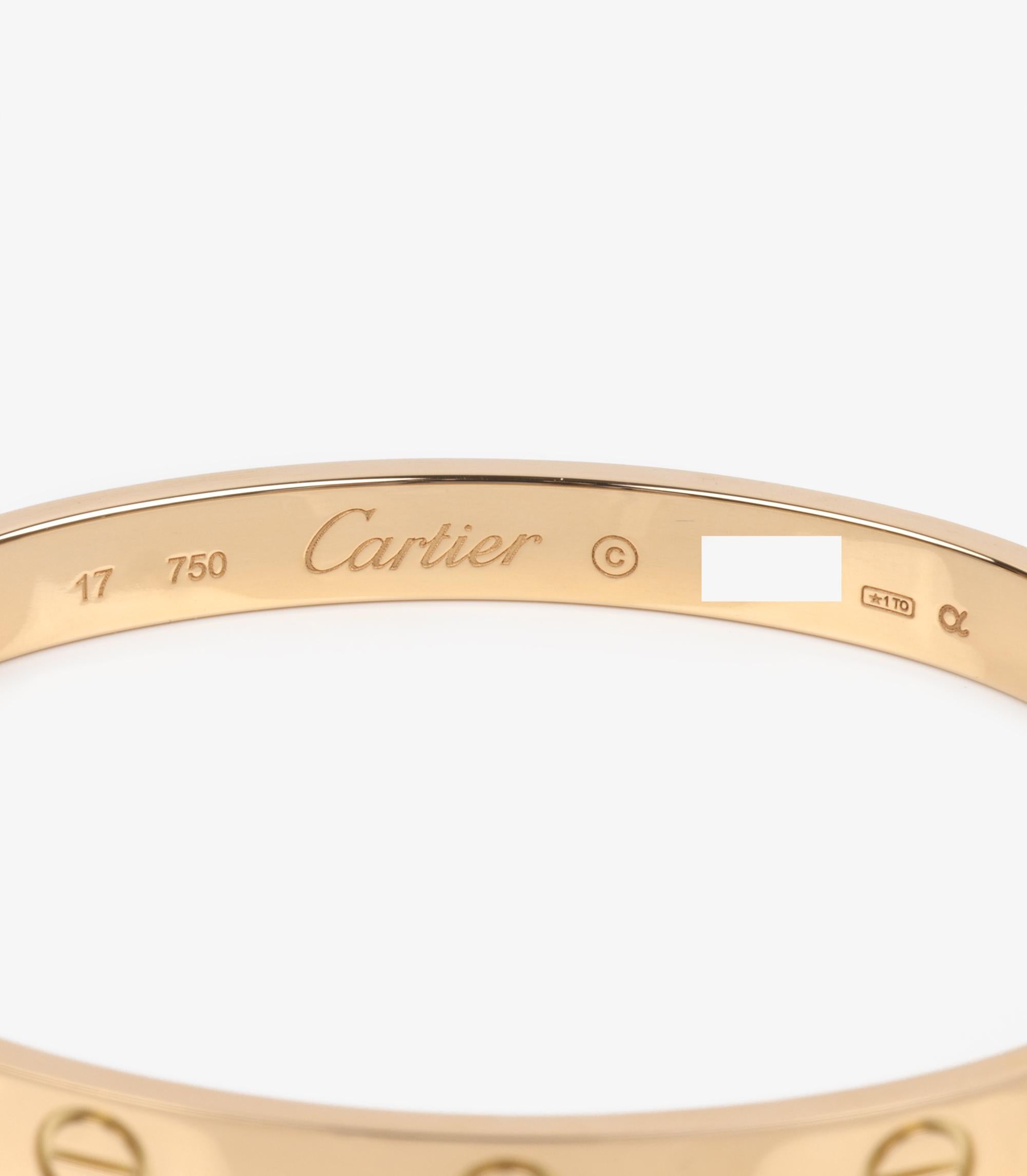 Cartier Bracelet Love Bangle 17 cm en or jaune 18 carats Unisexe en vente