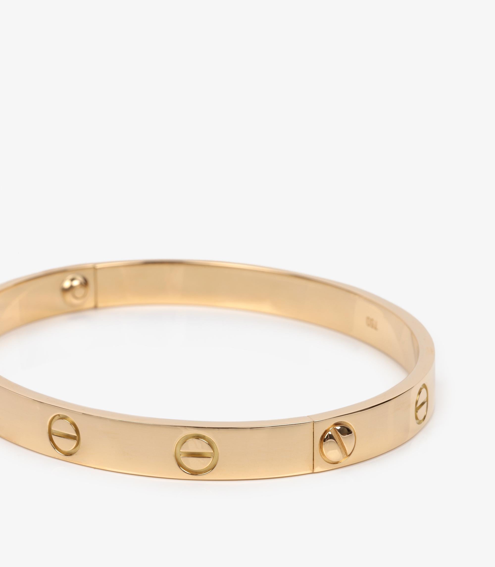 Cartier Bangle Love in oro giallo 18ct 18cm In condizioni ottime in vendita a Bishop's Stortford, Hertfordshire